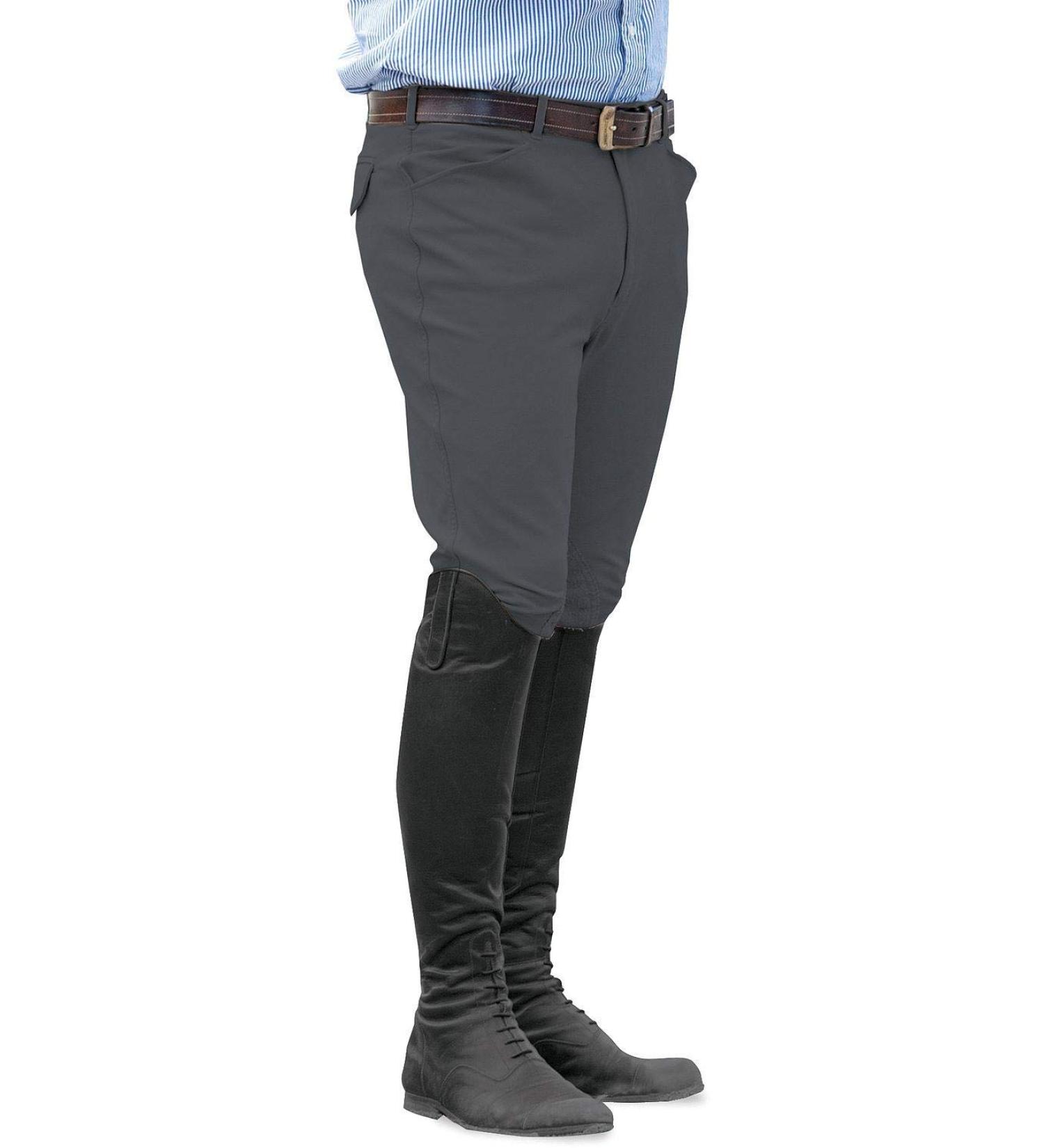 Ovation Men's Euroweave Knee Patch Breeches Charcoal Grey 32R - Premium Equestrian Apparel - Buy Online on GoSupps.com