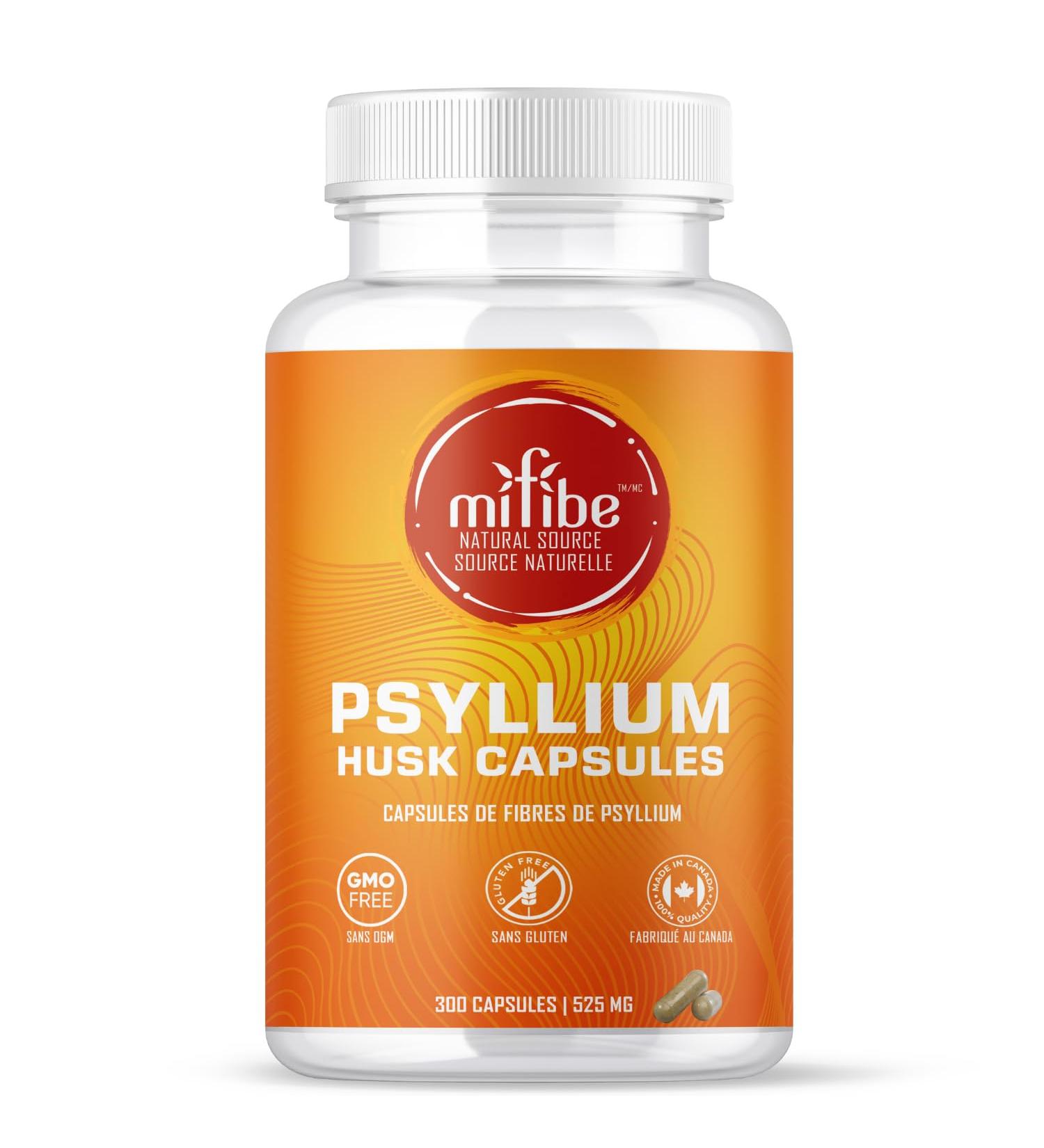 mifibe Psyllium Husk Fibre Capsules | 300 Pills | 2625mg Per Serving | Natural Laxative for Constipation Relief | Soluble Fibre - Buy Online on GoSupps.com