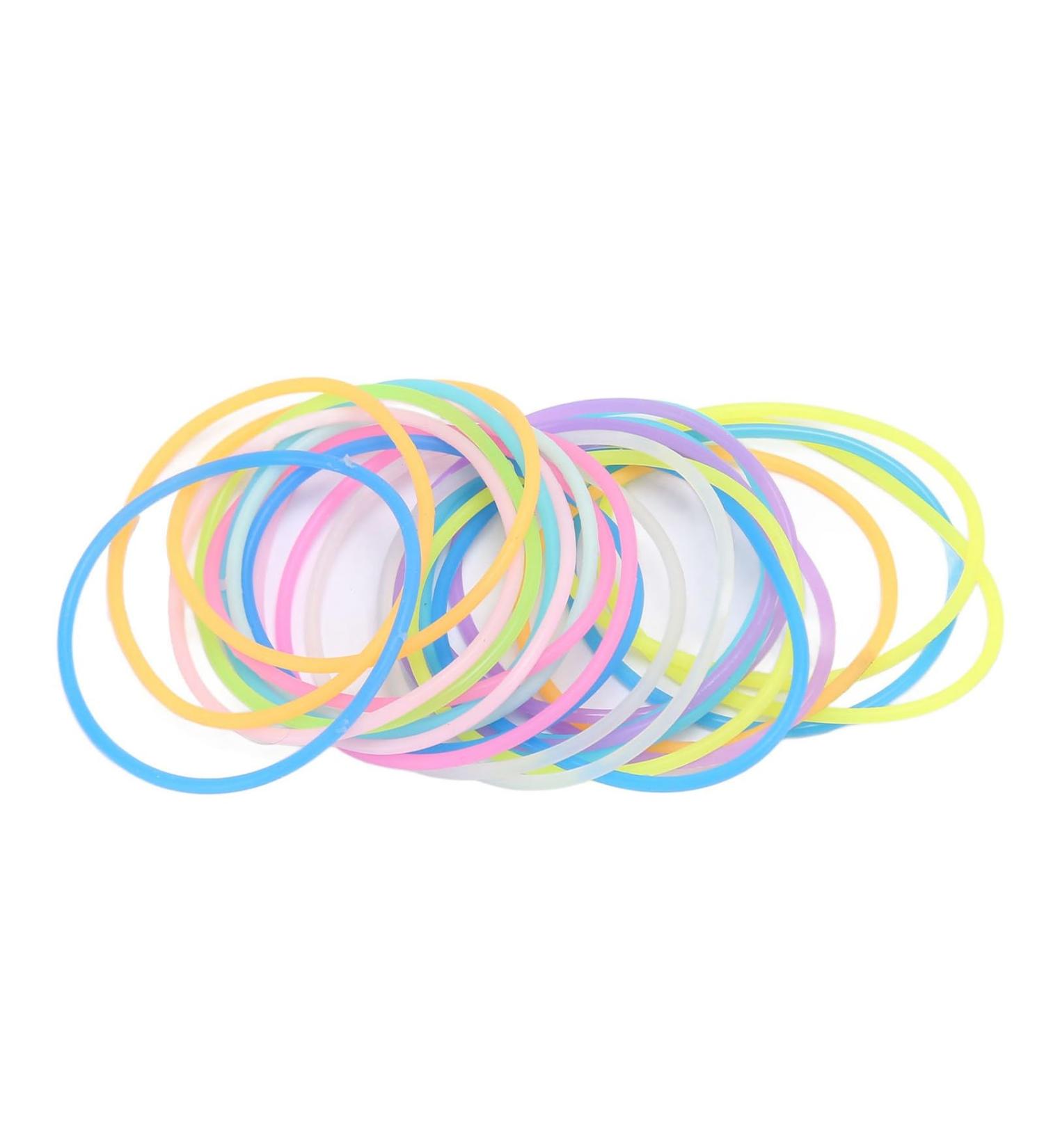 Multicolor Luminescent Silicone Jelly Bracelets 24Pcs Soft Elastic Hair Ties & Wristband Bracelet Set for Girls Women DIY Jewelry - Buy Online on GoSupps.com