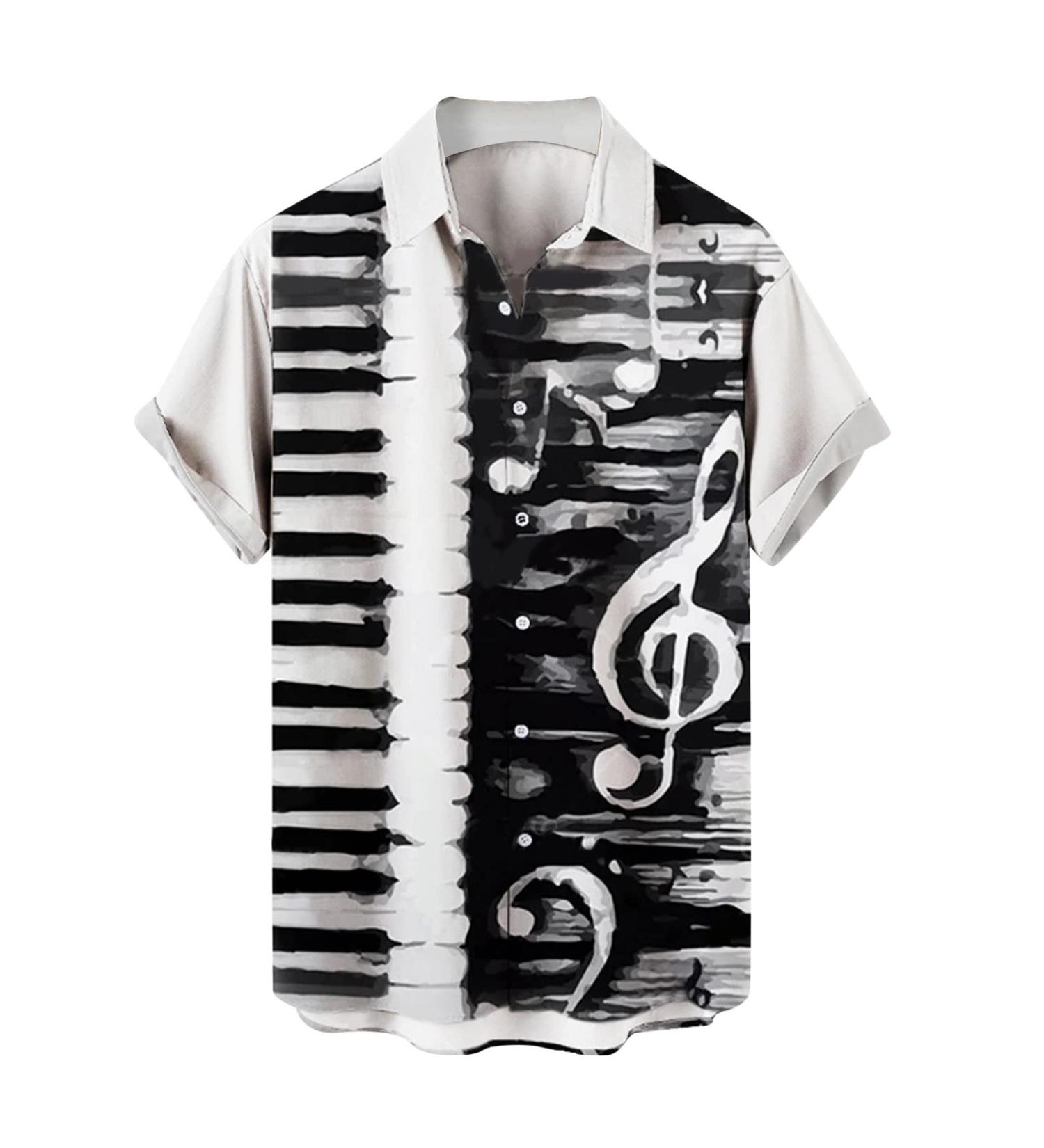 Men's Retro Bowling Shirt | 50s Rockabilly Vintage Beach Style | Bright Hawaii Camp Shirt Black | Relaxed Fit Short Sleeve - 3XL - Buy Online on GoSupps.com