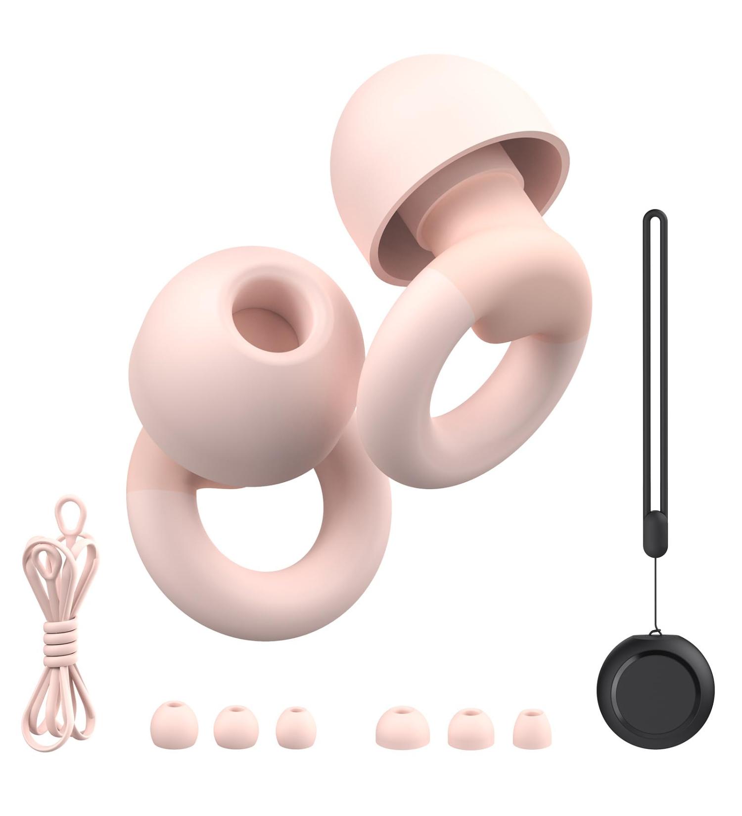 Premium Earplugs for Sleeping - Noise Reduction Soft Silicone 7 Pairs & Cord Included Hearing Protection for Work & Concerts - 25dB-30dB Rose Pink - Buy Online on GoSupps.com