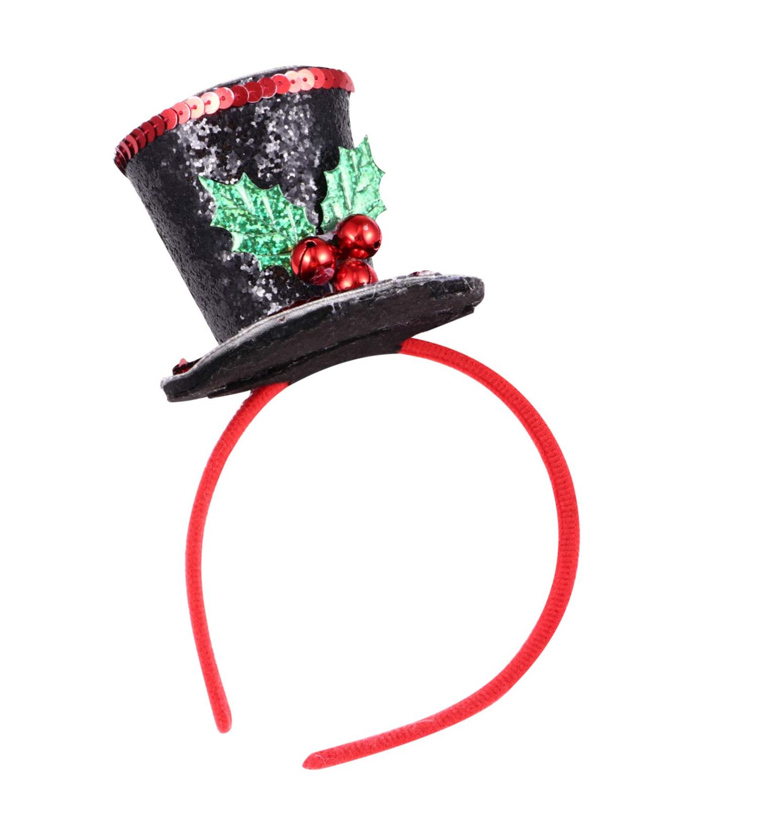 FRCOLOR Christmas Mini Top Hat Headband French Hat Headwear Glitter Hair Hoop with Bell for Xmas Holiday 1920s Gatsby Costume Party Supplies - Buy Online on GoSupps.com