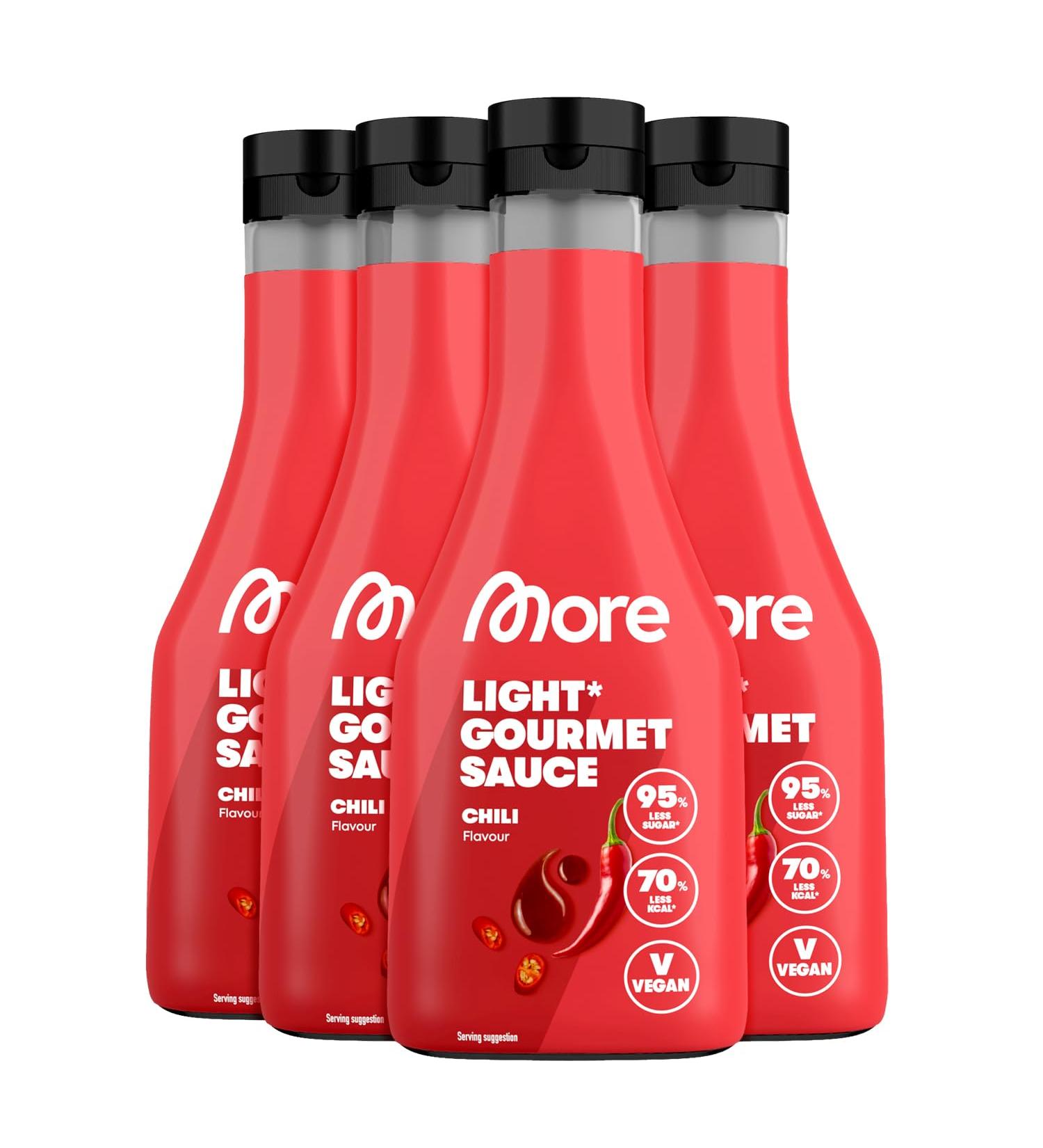 MORE Light Gourmet Sauce - 4 x 285ml Chili | Low-Calorie No Added Sugar No Unnecessary Fat - Buy Online on GoSupps.com