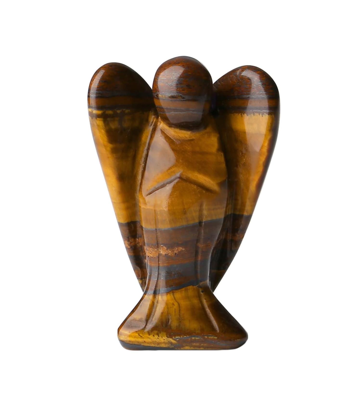 Enixwh 1.5in Tiger Eye Guardian Angel Figure | Healing Crystals & Gemstones | Polished Statue Lucky Charm for Decoration & Reiki Gifts - Buy Online on GoSupps.com