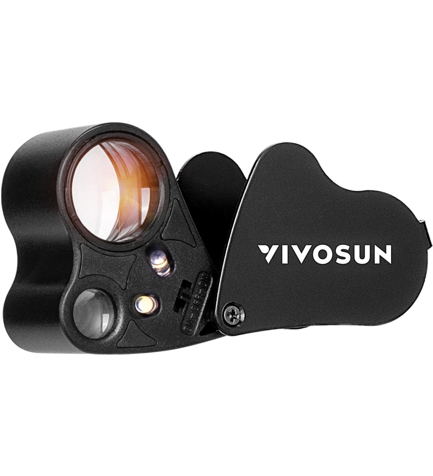 VIVOSUN Illuminated Jewelers Loupe 30X 60X Magnifier with LED Light - Black | for Jewelry, Gems, Watches, Coins, Stamps, Antiques | Foldable Design - 1 Pack - Buy Online on GoSupps.com