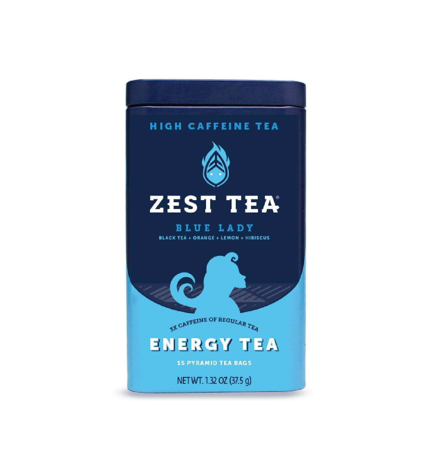Zest Tea Blue Lady Black Tea - High Caffeine Energy Blend | 135mg per Serving | Keto-Friendly | 15 Sachets - Buy Online on GoSupps.com