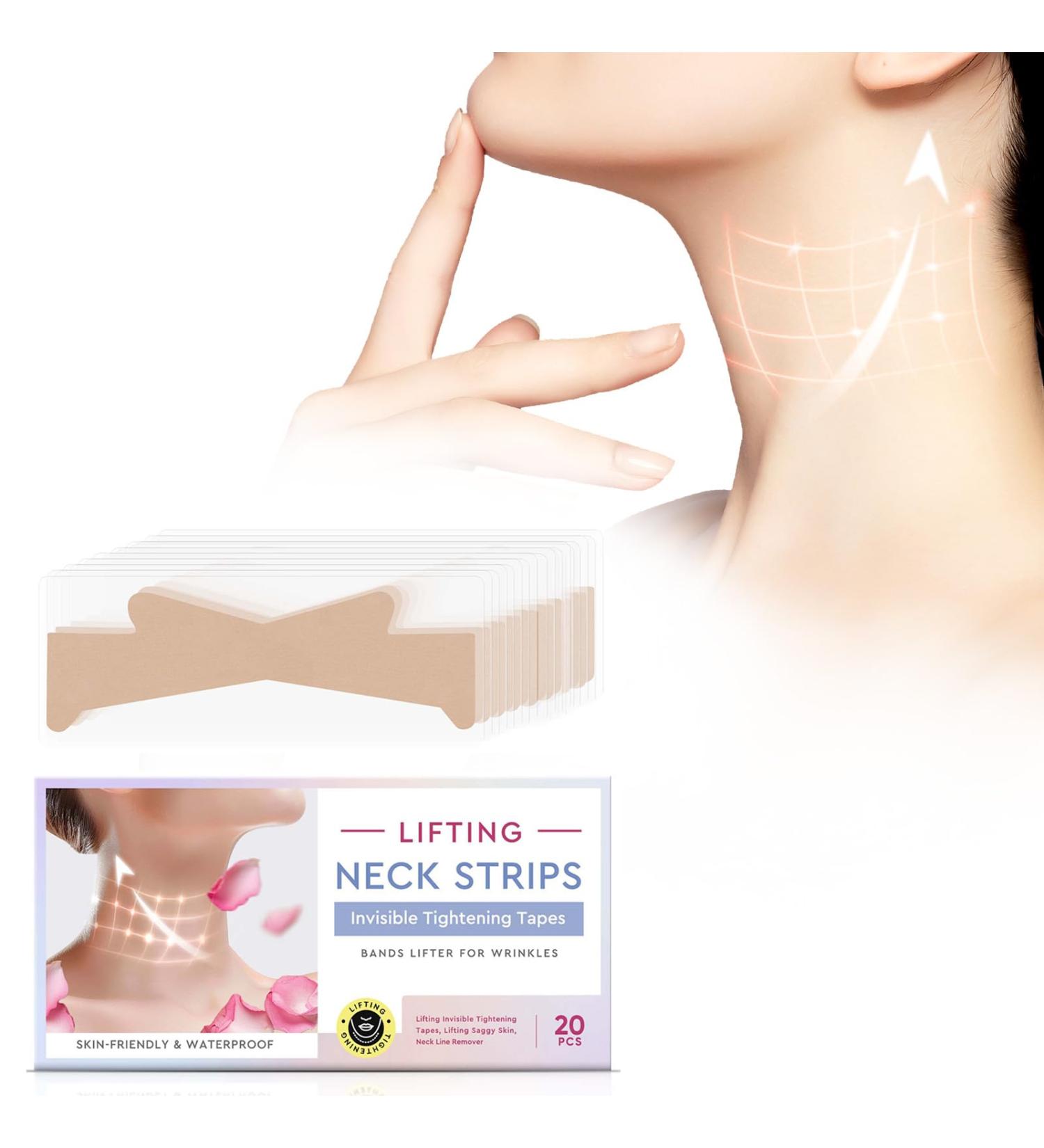 20 PCS Neck Lift Tape Neck Lift Tape Invisible Behind Neck Reusable Neck Wrinkle Patche Skin Tape for Women Loose Skin Improve Neck Lines and Wrinkles - Buy Online on GoSupps.com