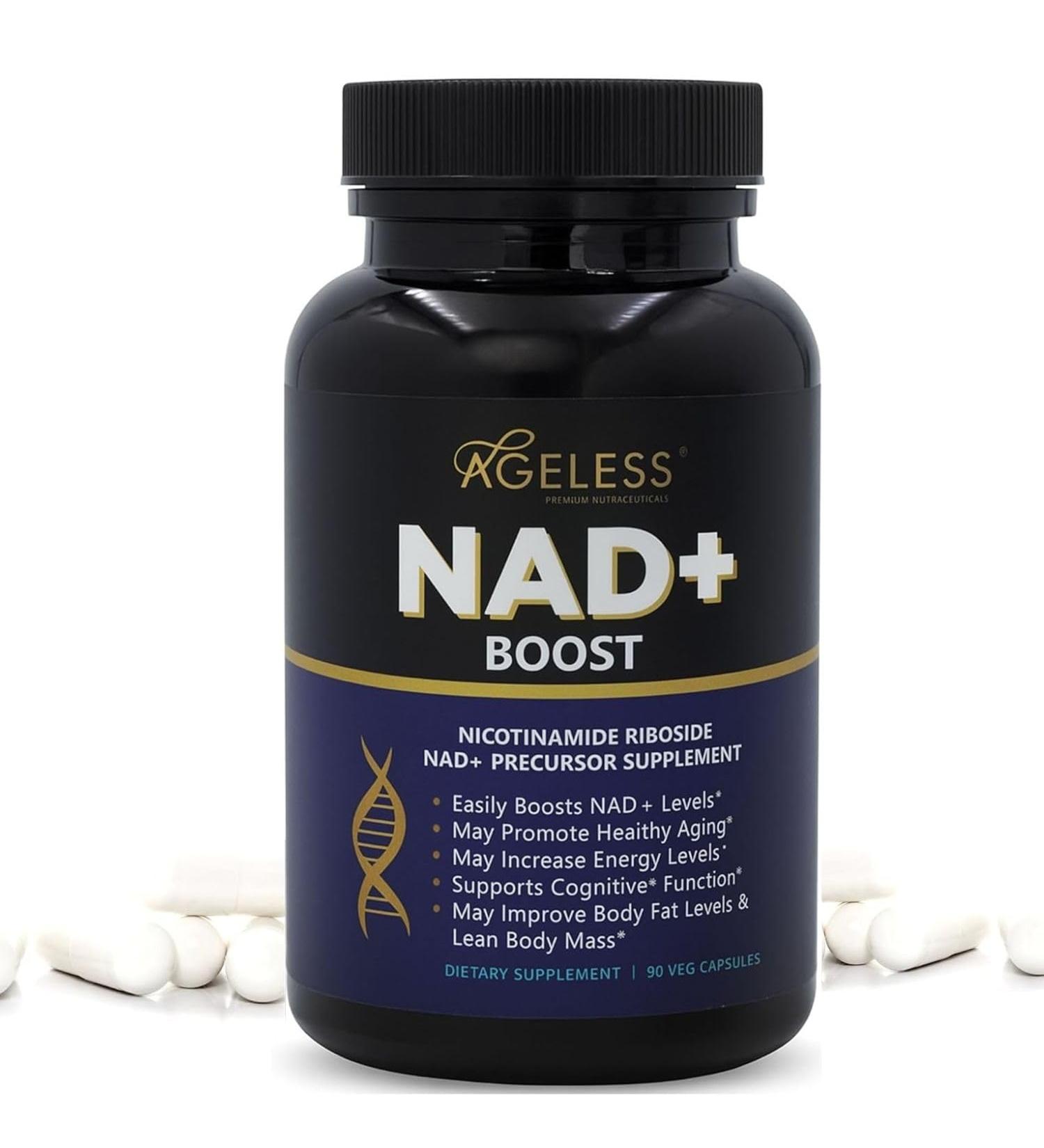 Ageless NAD+ Supplements for Women & Men | 300mg Nicotinamide Riboside Chloride | Dietary Supplement for Anti-Aging | Supports Energy Focus Stamina Fat Metabolism & Cognitive Function 90 Capsules 90 Count (Pack of 1) - Buy Online on GoSupps.com