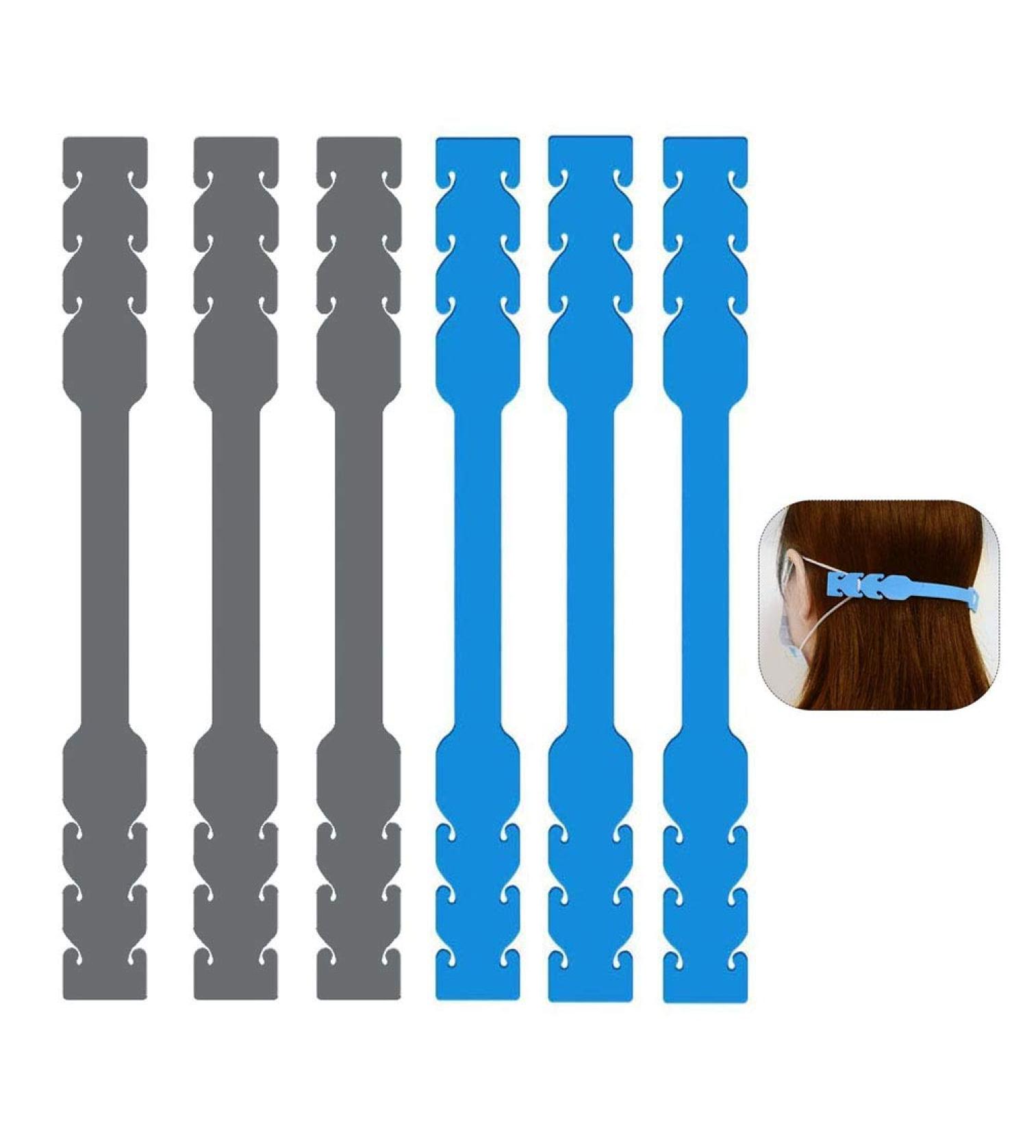 Extenders Ear Savers 6PCS SlickMart Anti-Slip Silicone Extension Hook 6 Gear Adjustable Strap Extension Holder for Ear Pain Relieved Tight Ear Straps(2 Color) B Blue/Gray - Buy Online on GoSupps.com