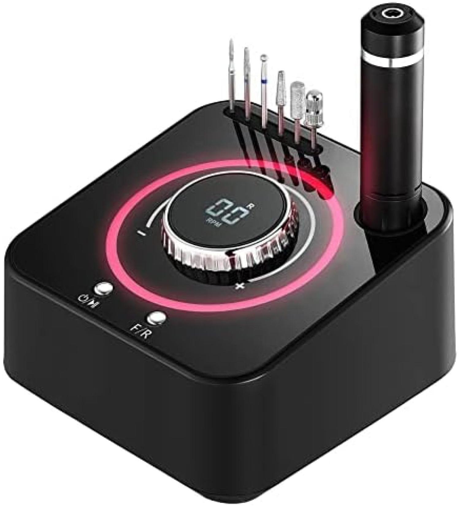 Nail Cutter Professional 40000 Rpm Electric Nail Cutter For Gel Nails Nail File Manicure Pedicure Set With Colour Lamp Knob 6 Bits And Foot Pedal Black - Buy Online on GoSupps.com