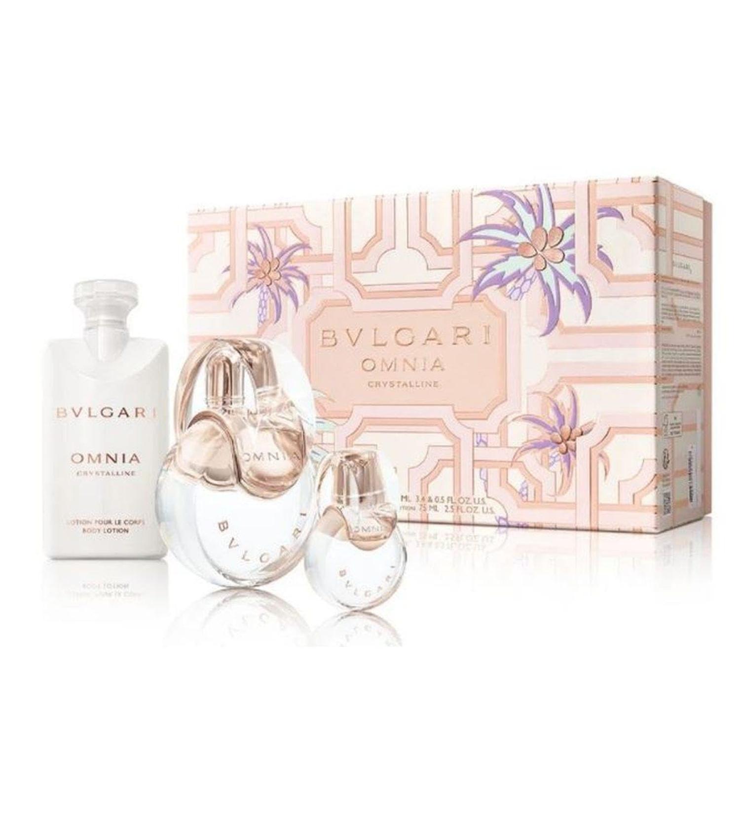BVLGARI Omnia Crystalline 3-Piece Set for Women (3.4 Oz Eau De Toilette Spray + 0.5 Oz Eau De Toilette Spray + 2.5 Oz Body Lotion) 6.4 Fl Oz (Pack of 1)