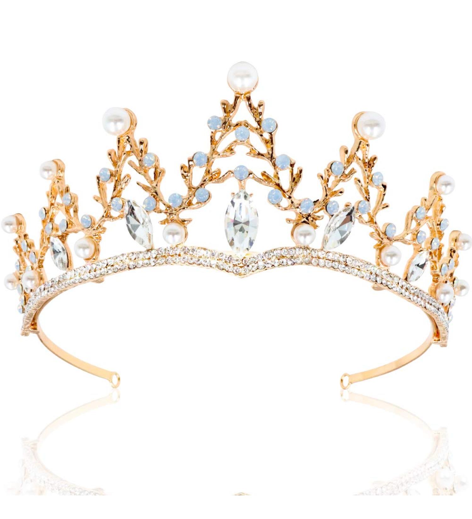 NODG Gold Wedding Tiara for Women - Rhinestone Branches Princess Crown for Wedding, Prom, Bridal Party - Birthday & Halloween Costume Accessory - Buy Online on GoSupps.com