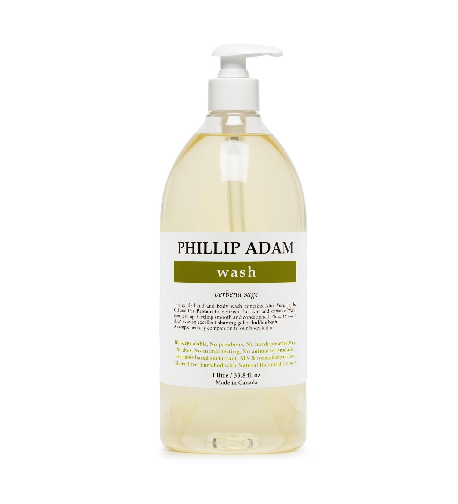 Phillip Adam Verbena Sage Hand and Body Wash with Aloe Vera and Jojoba Oil - Hydrates and Nourishes Skin - Sulfate Free and Gluten Free - 33.8 Fl Oz