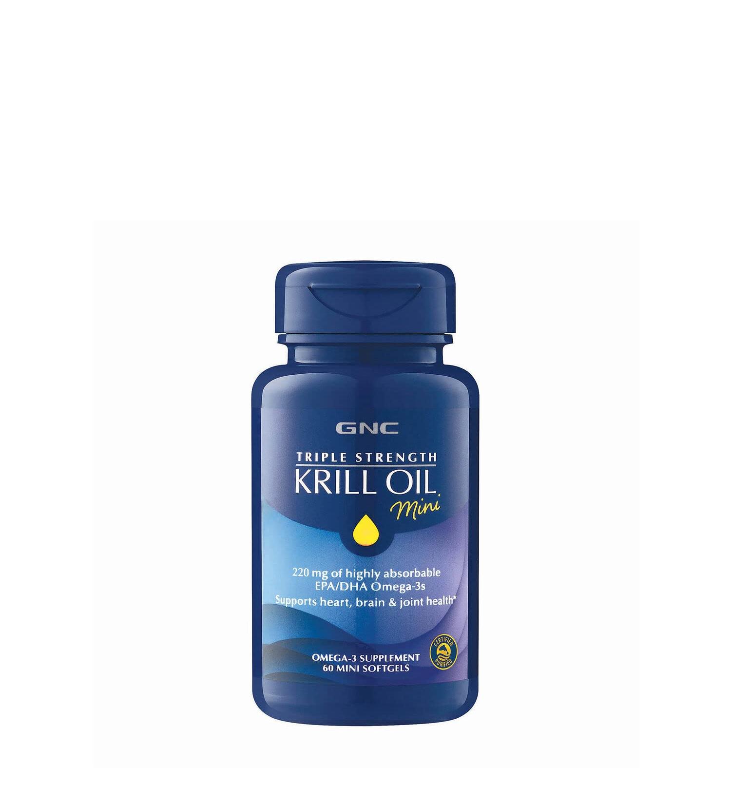 GNC Triple Strength Krill Oil Mini 60 Softgels - Joint, Skin, Eye, & Heart Health Support - Buy Online on GoSupps.com