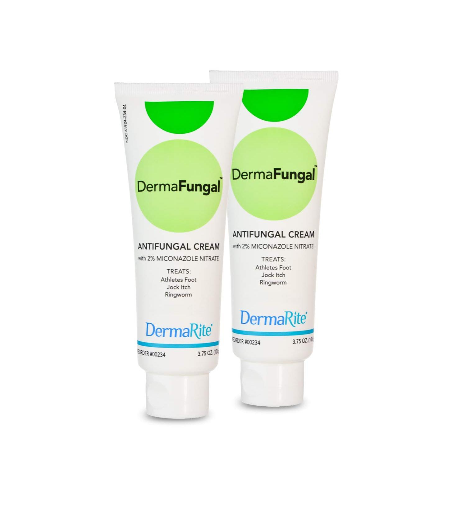 DermaRite Dermafungal Antifungal Cream 2 Pack - 3.75 Oz Tube - 2% Miconazole Nitrate - Treats Athlete's Foot, Jock Itch, Ringworm and Itchy Skin - Latex Free, Dermatologist Tested - Buy Online on GoSupps.com