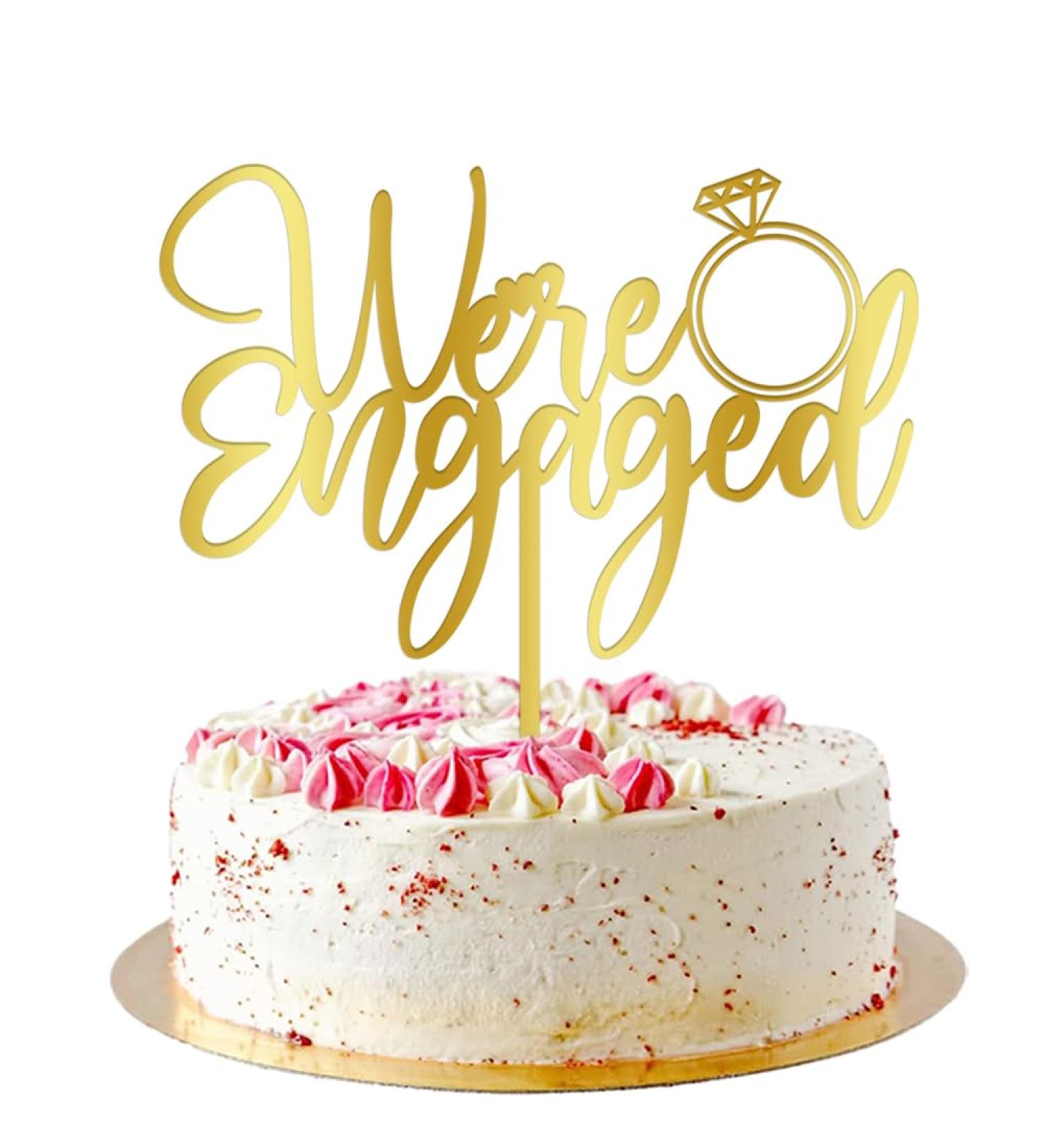 AROKIPPRY We're Engaged Cake Topper for Engagement Party Decorations Engaged Ring Sign We're Engaged Cake Toppers Bridal Shower - Wedding Engagement Theme Party Decorations Gold flash (acrylic) - Buy Online on GoSupps.com