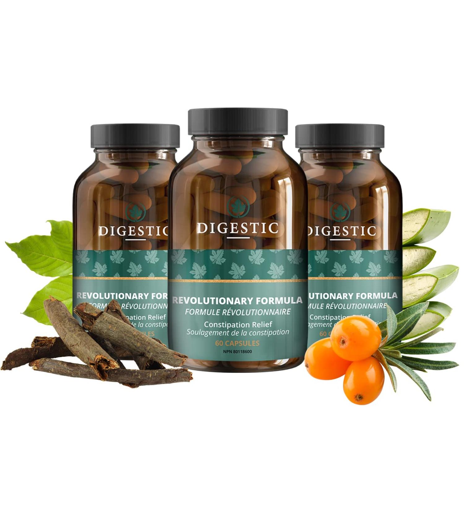 Digestic - Natural Laxative for Constipation Relief, Stool Softener for Bloating and Gas - Pack of 3 Bottles - Buy Online on GoSupps.com