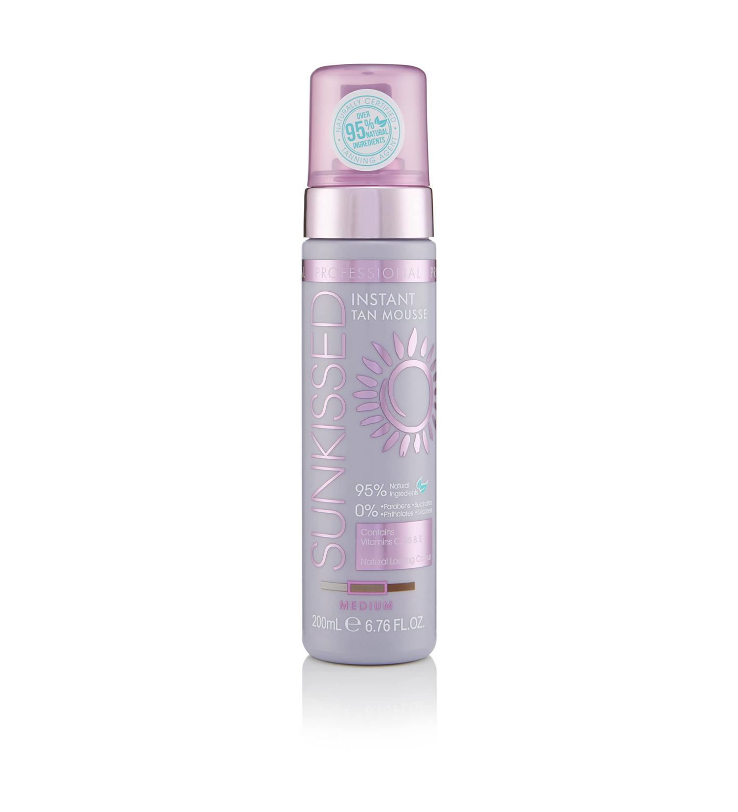 Sunkissed Professional Instant Self Tan Mousse Medium 200ml 95 Percent Natural