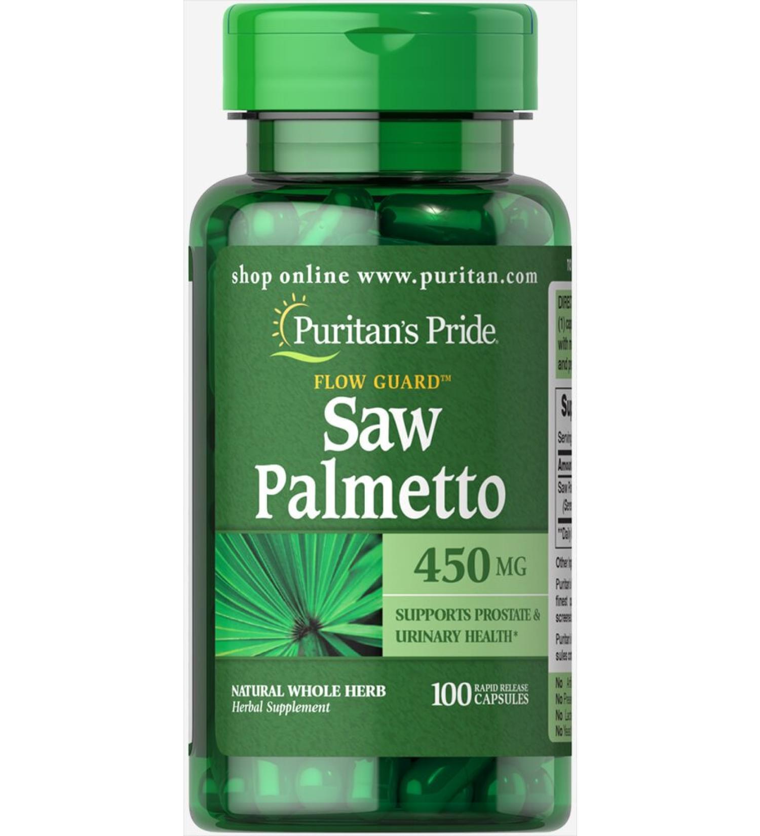 Saw Palmetto 450mg for Prostate & Urinary Health - 200 Count by Puritan's Pride - Buy Online on GoSupps.com