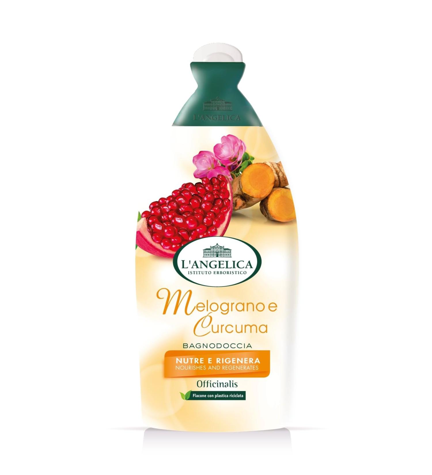 L'Angelica Angelica Officinalis Pomegranate and Turmeric Foaming Bath Nourishing and Regenerating Shower Gel Paraben and Silicone Free 12 x 500ml Boxes