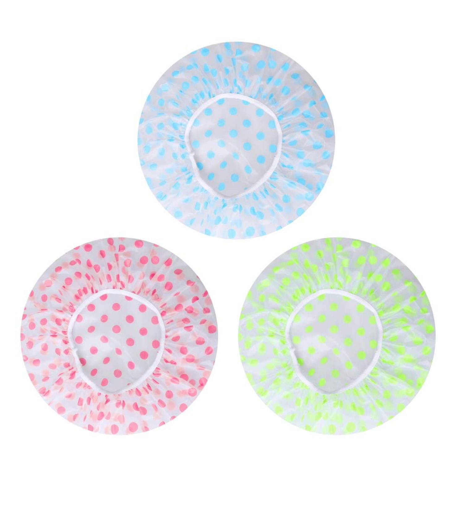 3 Pcs Waterproof Shower Caps - Reusable Plastic Bath Caps for Women | Elastic Band Hair Protection - Buy Online on GoSupps.com