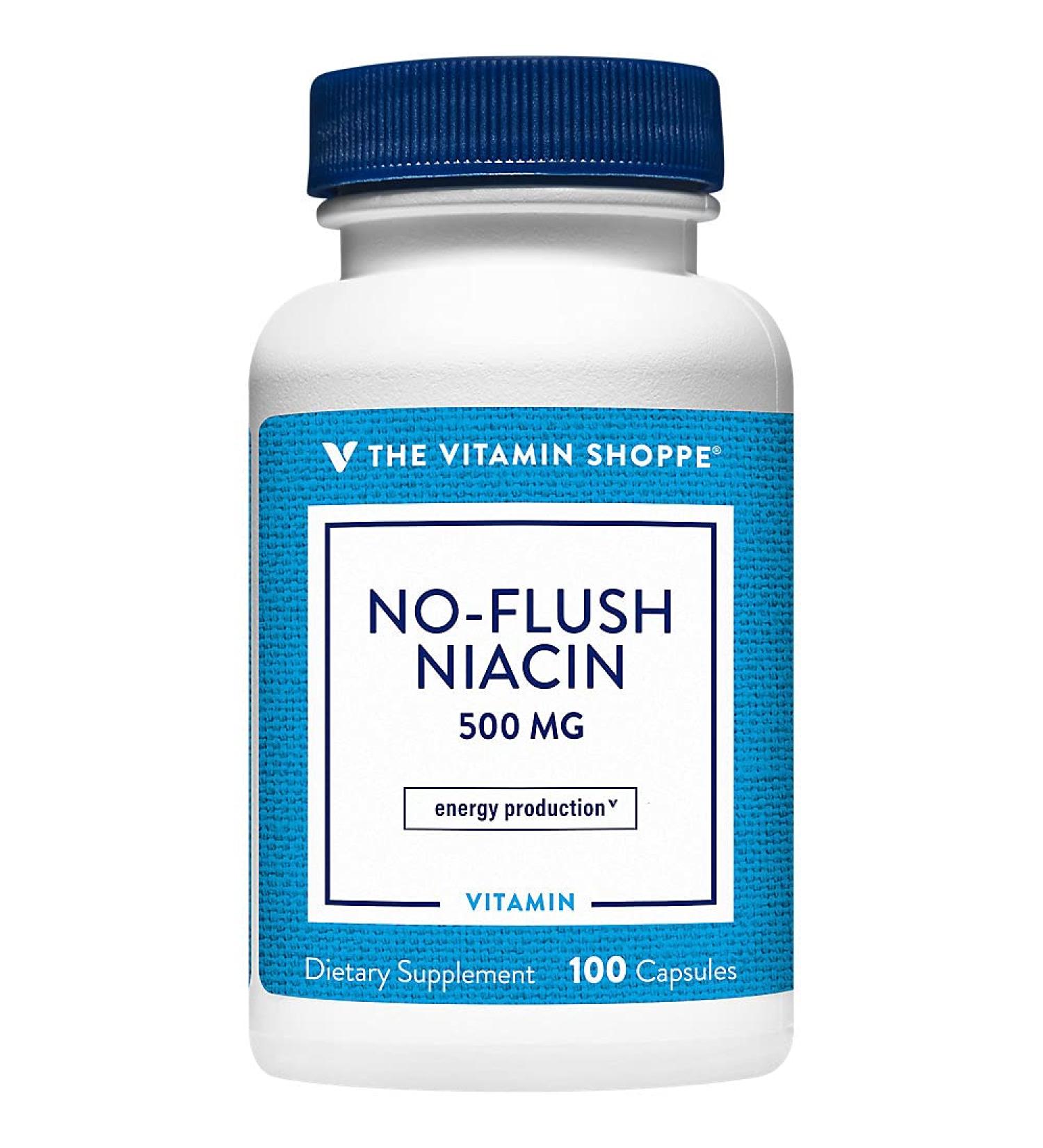 The Vitamin Shoppe No Flush Niacin 500mg - Cholesterol & Cardiovascular Support | Inositol Hexanicotinate | 100 Capsules | Flush-Free 100 Count (Pack of 1) - Buy Online on GoSupps.com