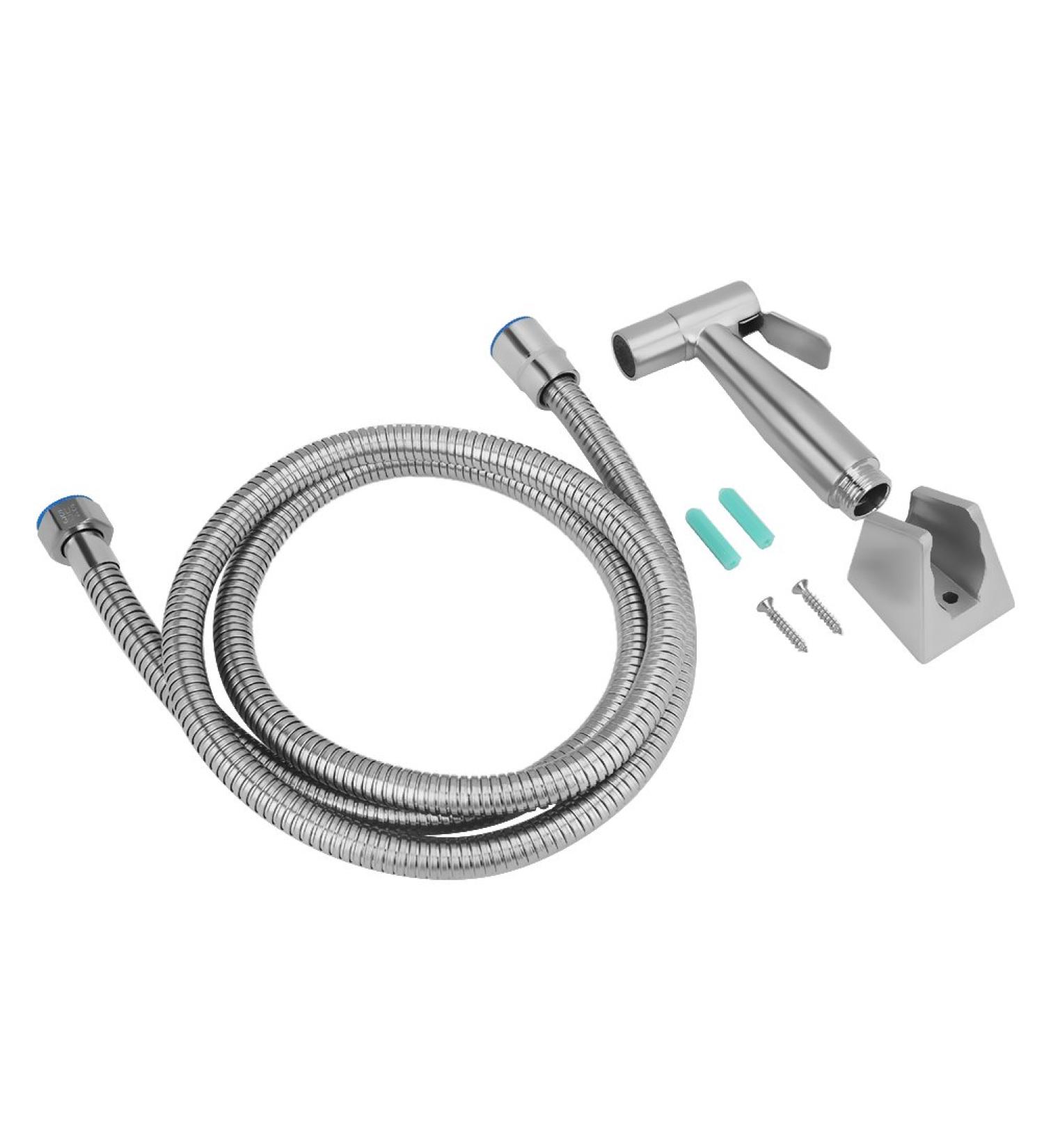 Stainless Steel Bidet Sprayer Set - 3 Piece Handheld Bidet Spray Shower & Hose Holder - Durable & Adjustable - Buy Online on GoSupps.com
