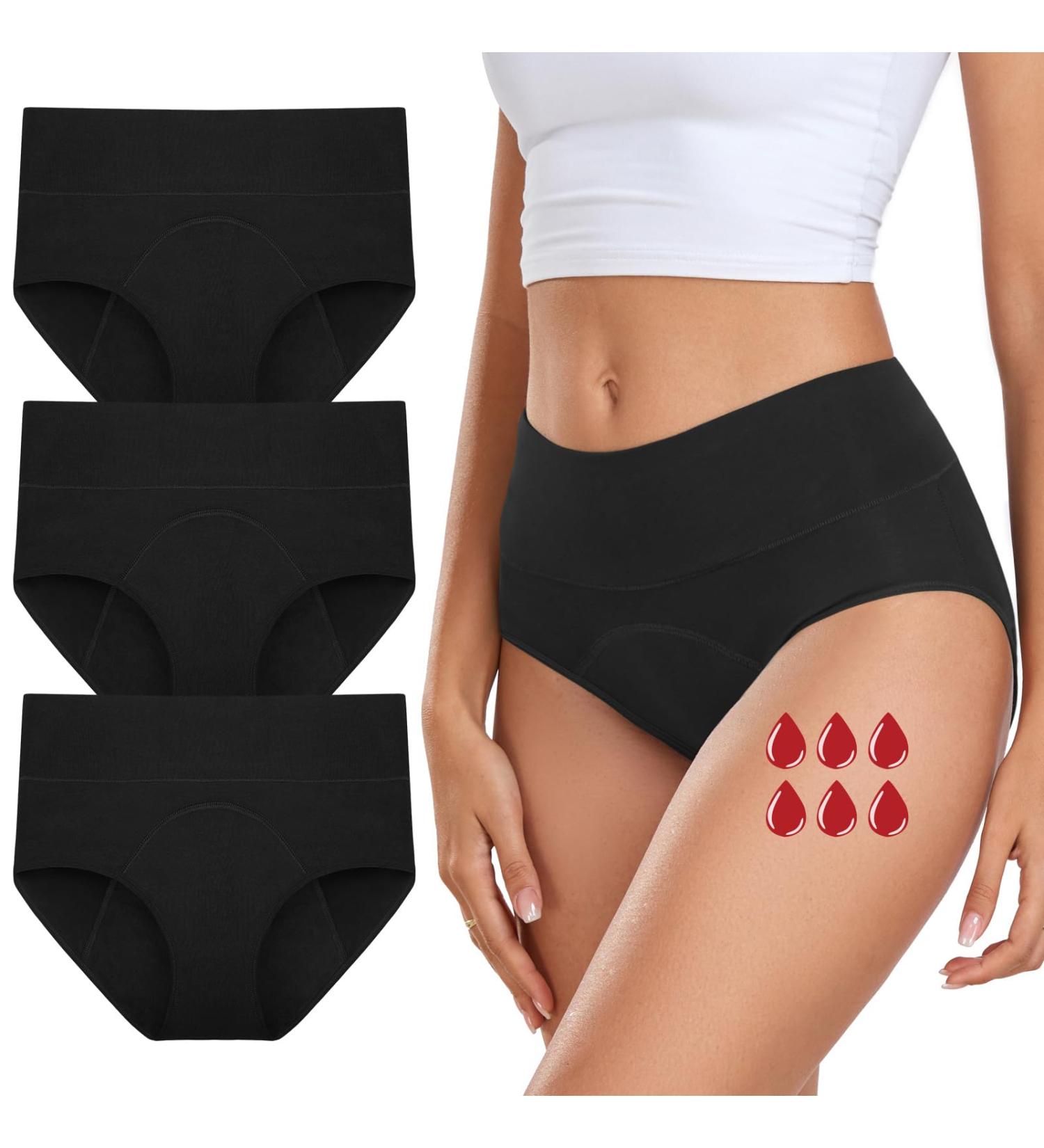 Buy Leak-Proof Women's Underpants - Pack of 3 Period Underwear for Menstruation & Postpartum Incontinence - Black - Buy Online on GoSupps.com