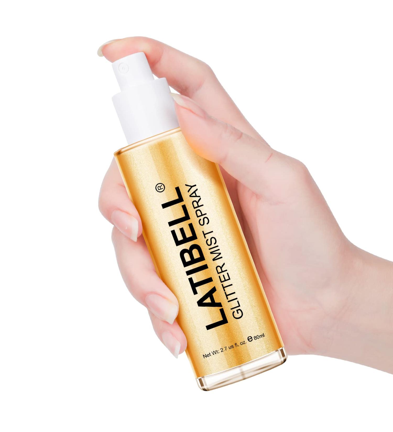 Latibell Glitter Spray Mist - Gold 2.7 fl oz | Body & Hair Shimmer Sparkle | Women's Cosmetic Glitter Spray - Buy Online on GoSupps.com