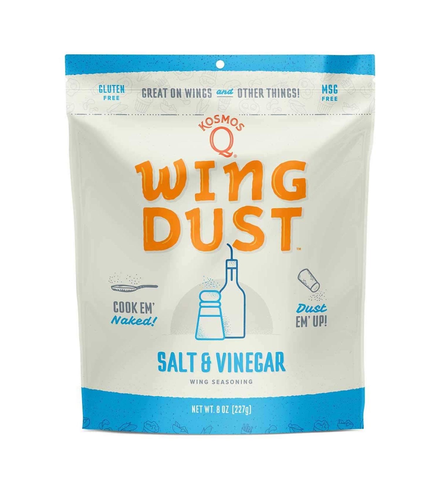 Kosmos Q Salt & Vinegar Wing Dust - 8 Oz Bag - Savory Salt & Tangy Vinegar BBQ Wings Rub - Mouth-Watering Flavor - Perfect for Wings, Popcorn & More - Buy Online on GoSupps.com