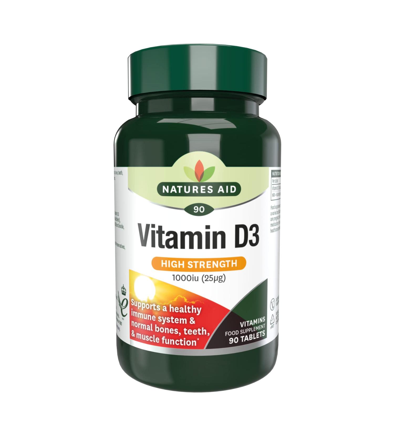 Natures Aid Vitamin D3 1000iu Tablets - Vegetarian Friendly - Made in UK - Buy Online on GoSupps.com