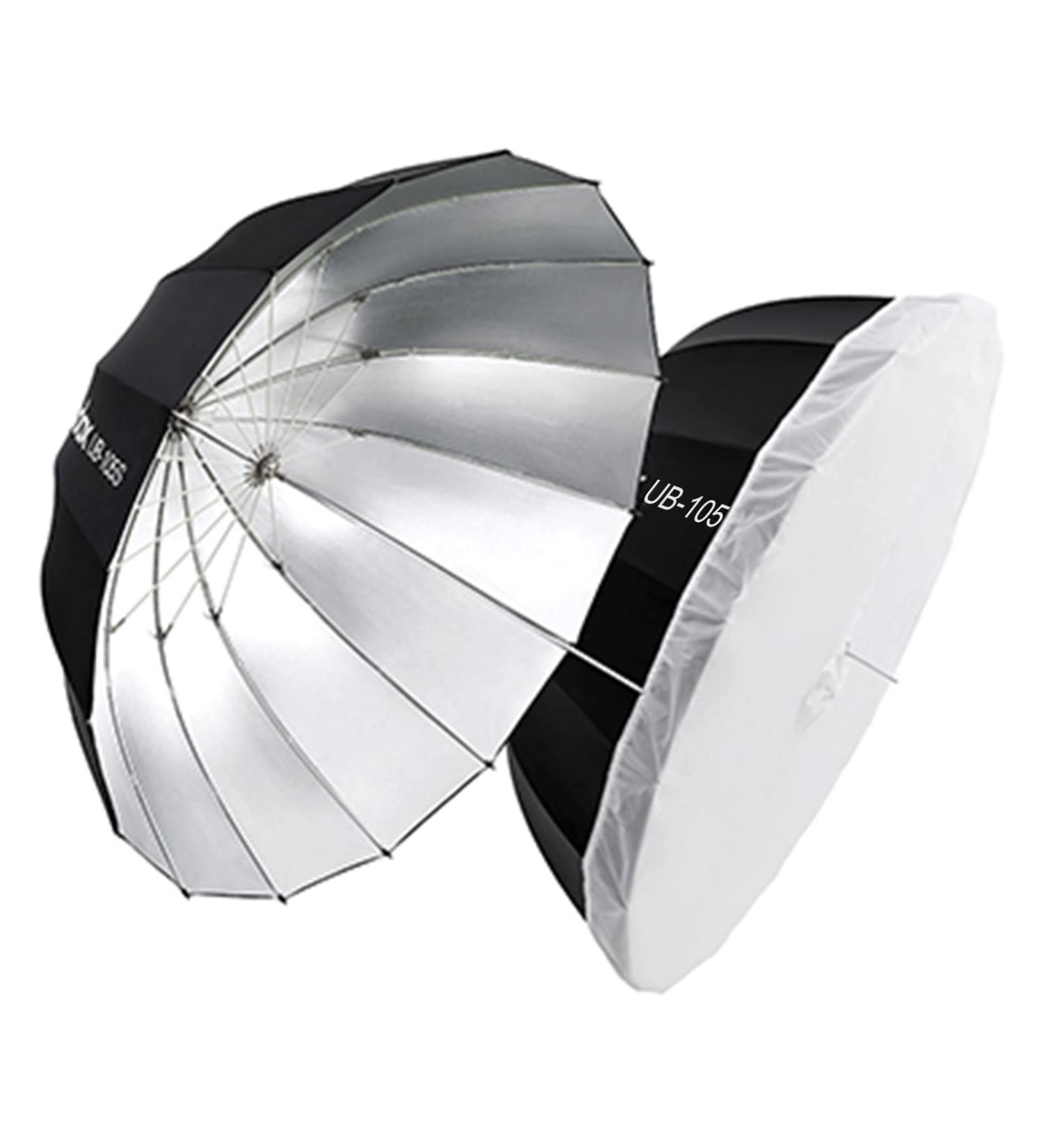 Godox UB-105S 41.3 Silver Parabolic Deep Reflective Umbrella with Diffuser Cover - Photography Studio Soft Light Umbrella - Buy Online on GoSupps.com