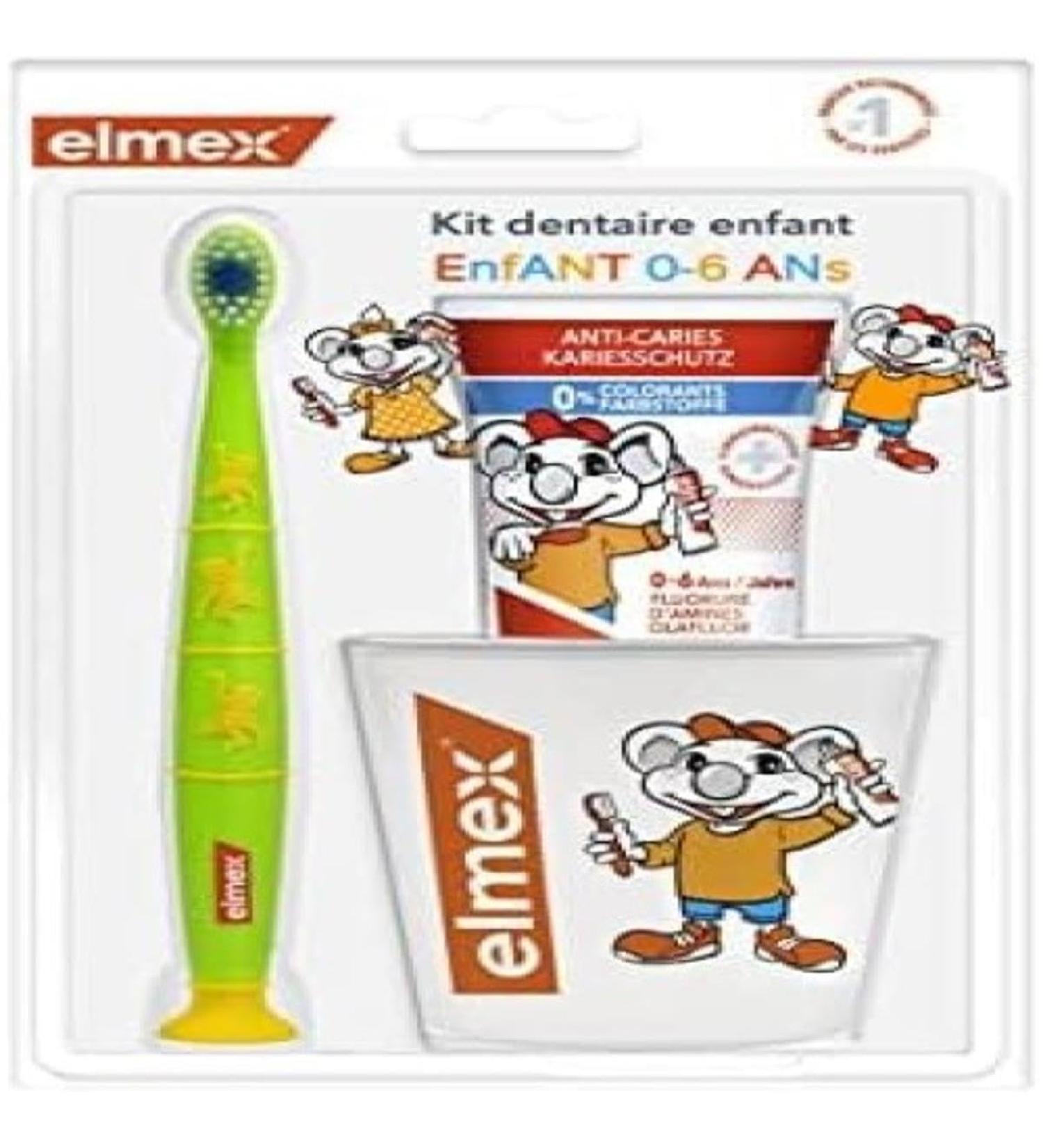 Elmex Children's Toothbrush Set: Brush Toothpaste & Cup for Kids 0-6 - Random Colors - International Shipping Available - Buy Online on GoSupps.com