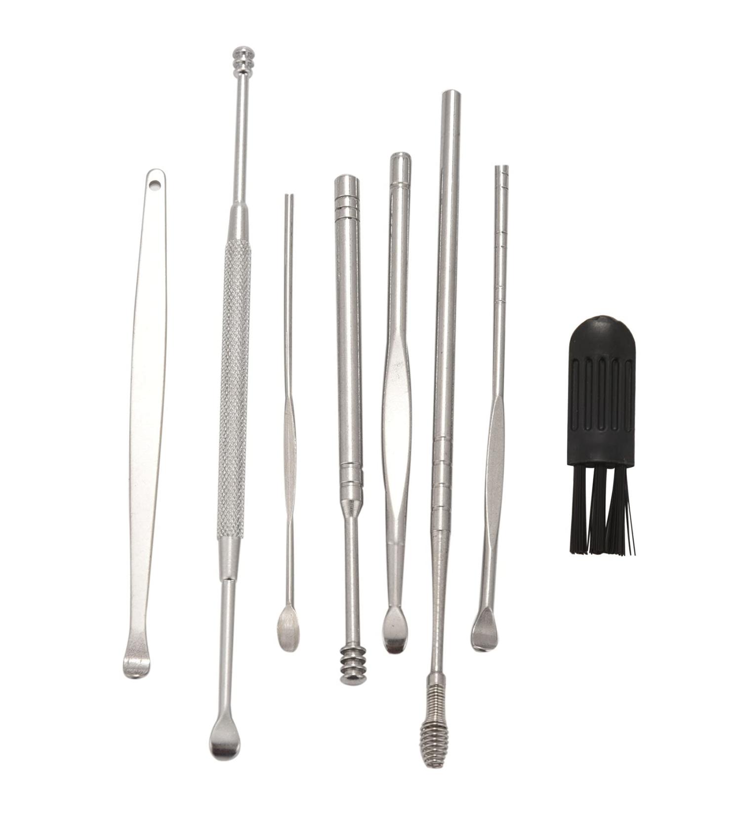 8 Pcs Ear Pick Earwax Removal Kit with Cleaning Brush and Box - Buy Online on GoSupps.com