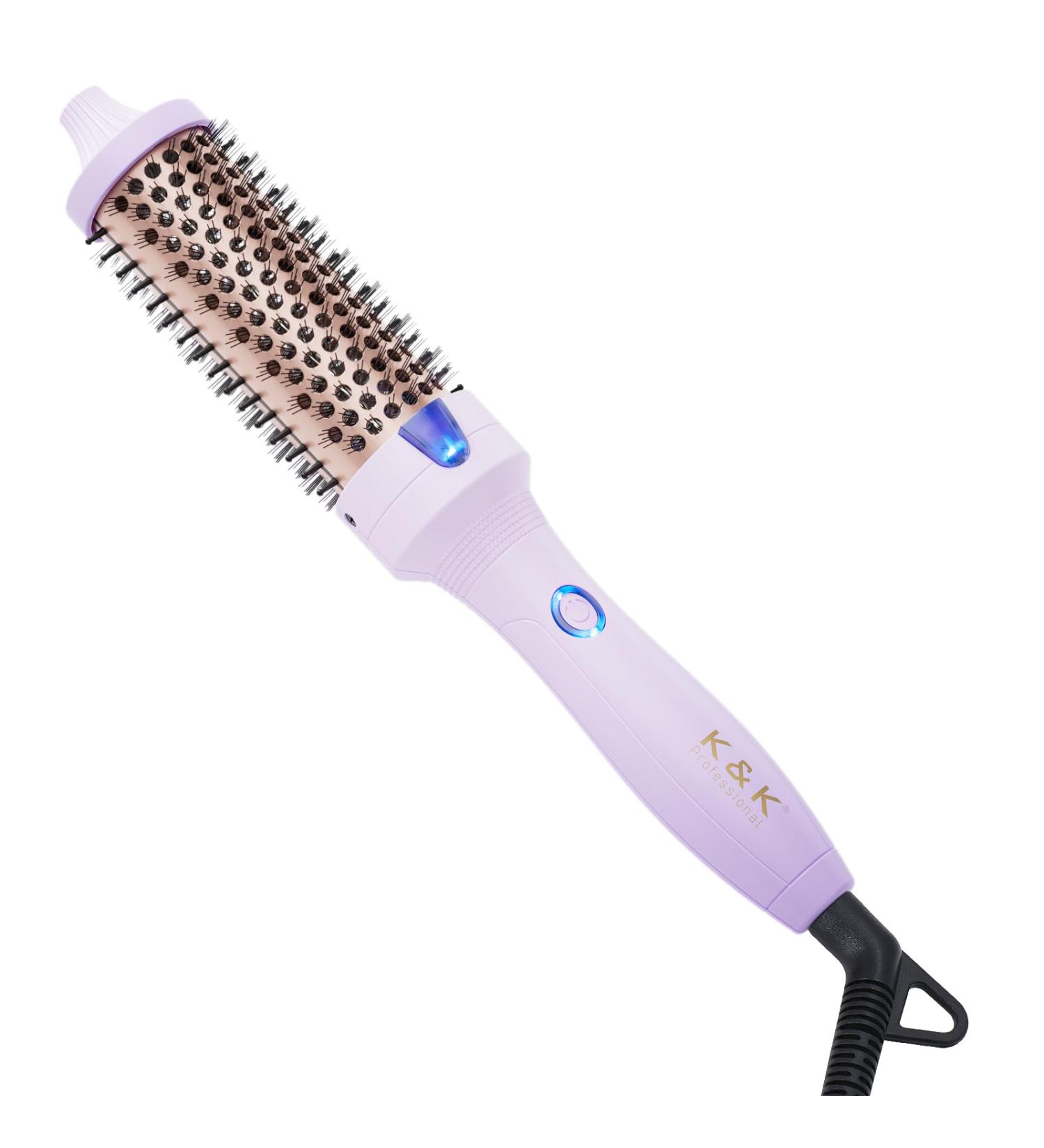 K&K 1.5 Inch Thermal Brush - Volumizing Heated Curling Iron with Ceramic Tourmaline - Quick Heating & Dual Voltage - Silky Smooth Hair - Purple - Buy Online on GoSupps.com