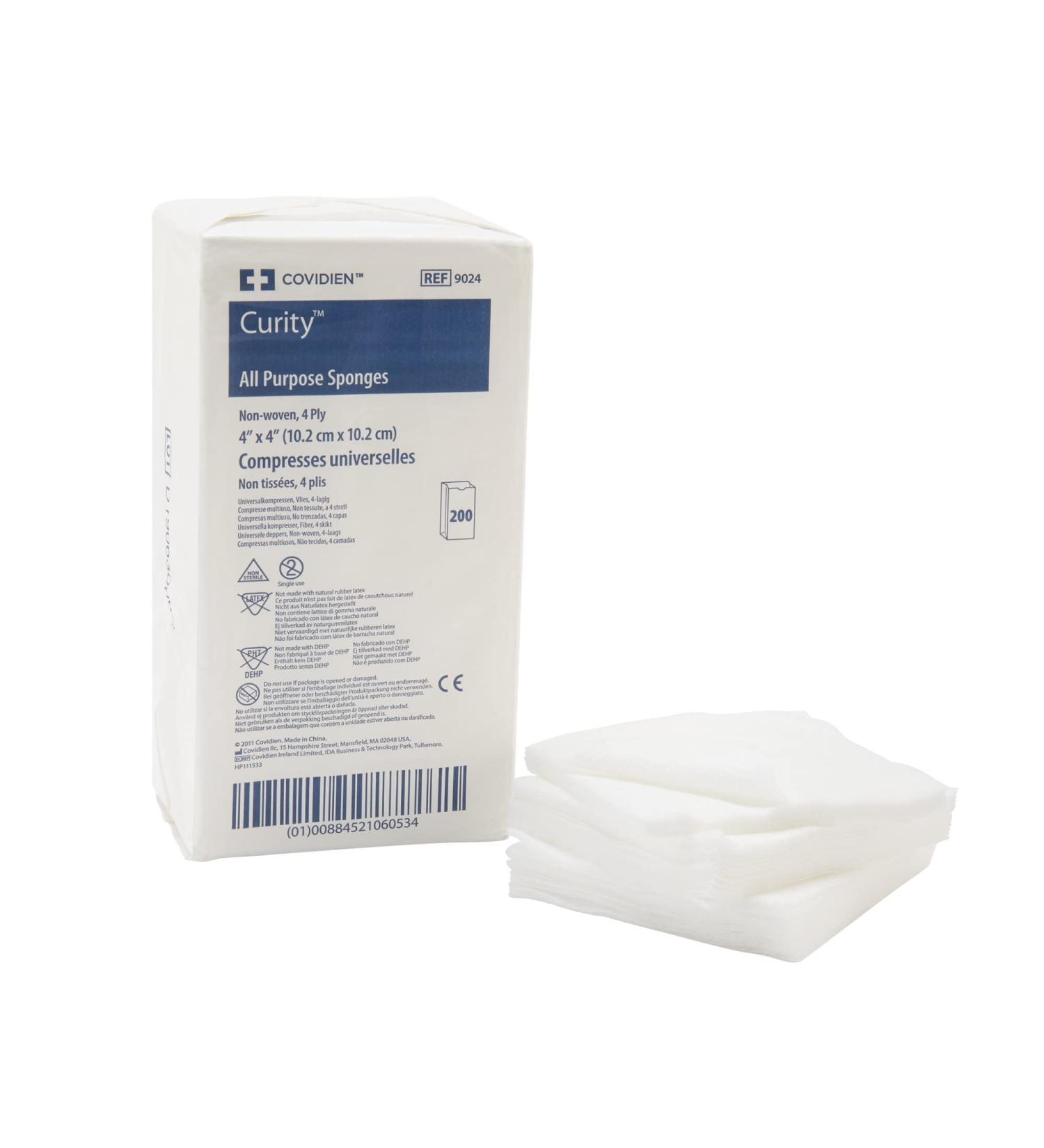 Kendall Curity 9024 Non Sterile Gauze Sponges 4x4 4PLY - Pack of 200 | Medical Grade Gauze - Buy Online on GoSupps.com