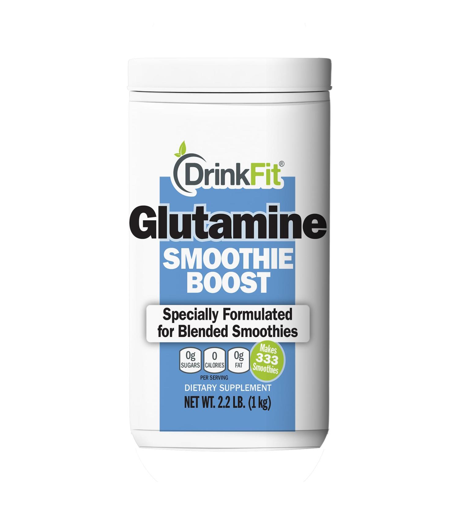 DrinkFit Smoothie Powder Mix | Specially Formulated Boost Supplements for Blended Smoothies | Meal Replacement Shakes Gluten Free - 2.2lbs Jug (Glutamine) - Buy Online on GoSupps.com
