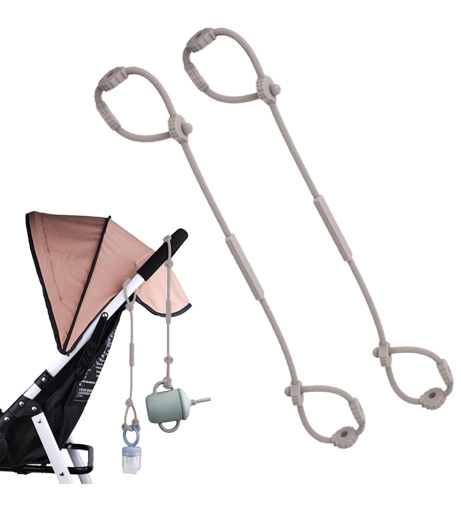 WPSAGEK Baby Toy Belts - 2-Pack Adjustable Silicone Pacifier & Bite Ring Holders - Light Gray Stroller Accessories - Buy Online on GoSupps.com
