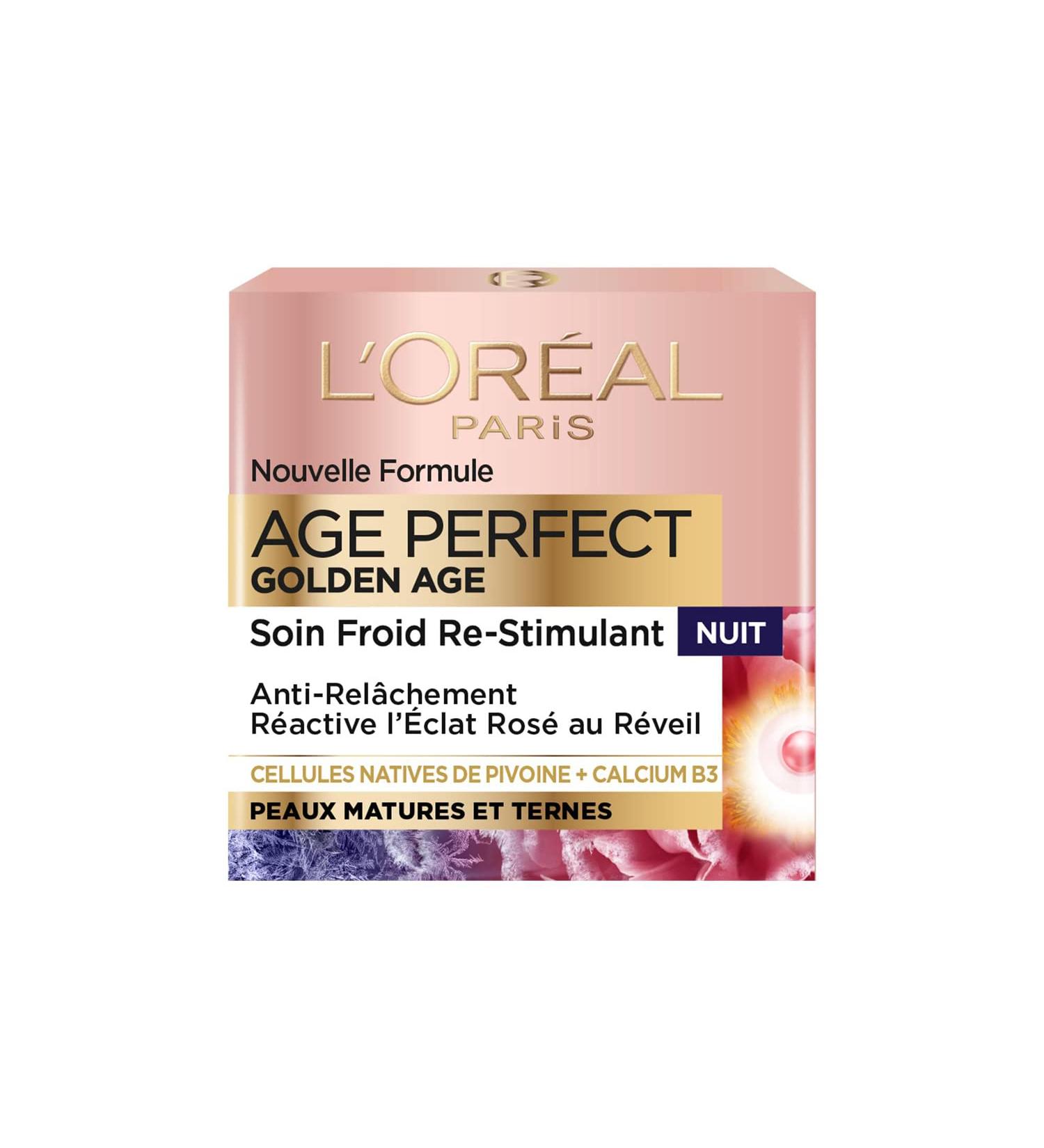 L Or al Paris Age Perfect Golden Age Re-Stimulating Ros Night Cream Anti-Sagging & Radiance Night Cream Enriched with Native Peony Cells and Calcium/Vitamin B3 50 ml - Buy Online on GoSupps.com
