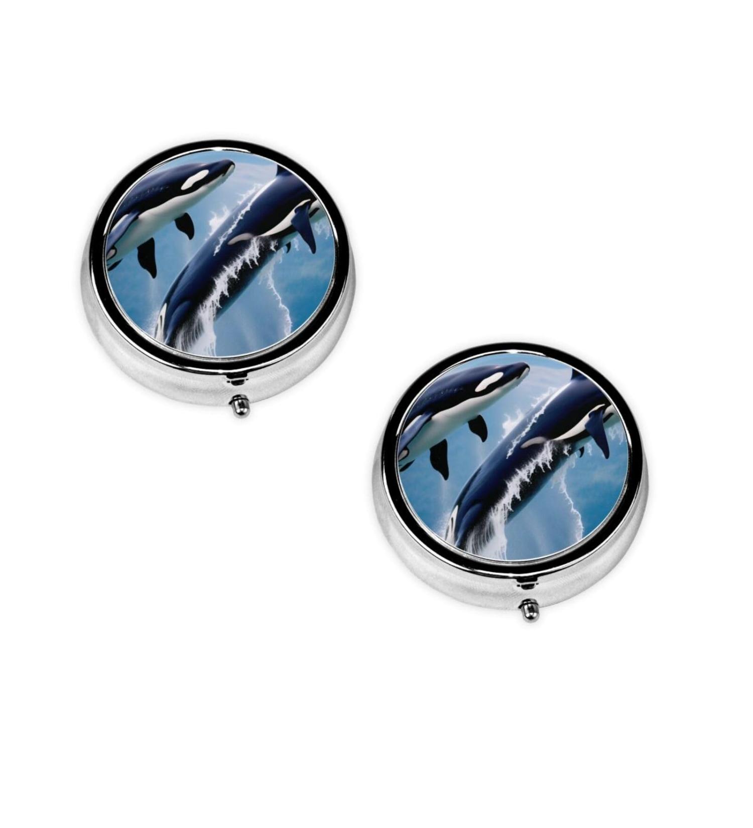 Whale Printed Mini Round Pill Box | 3 Compartment Travel Pill Organizer | Portable Medicine Case for Home & Office - Buy Online on GoSupps.com