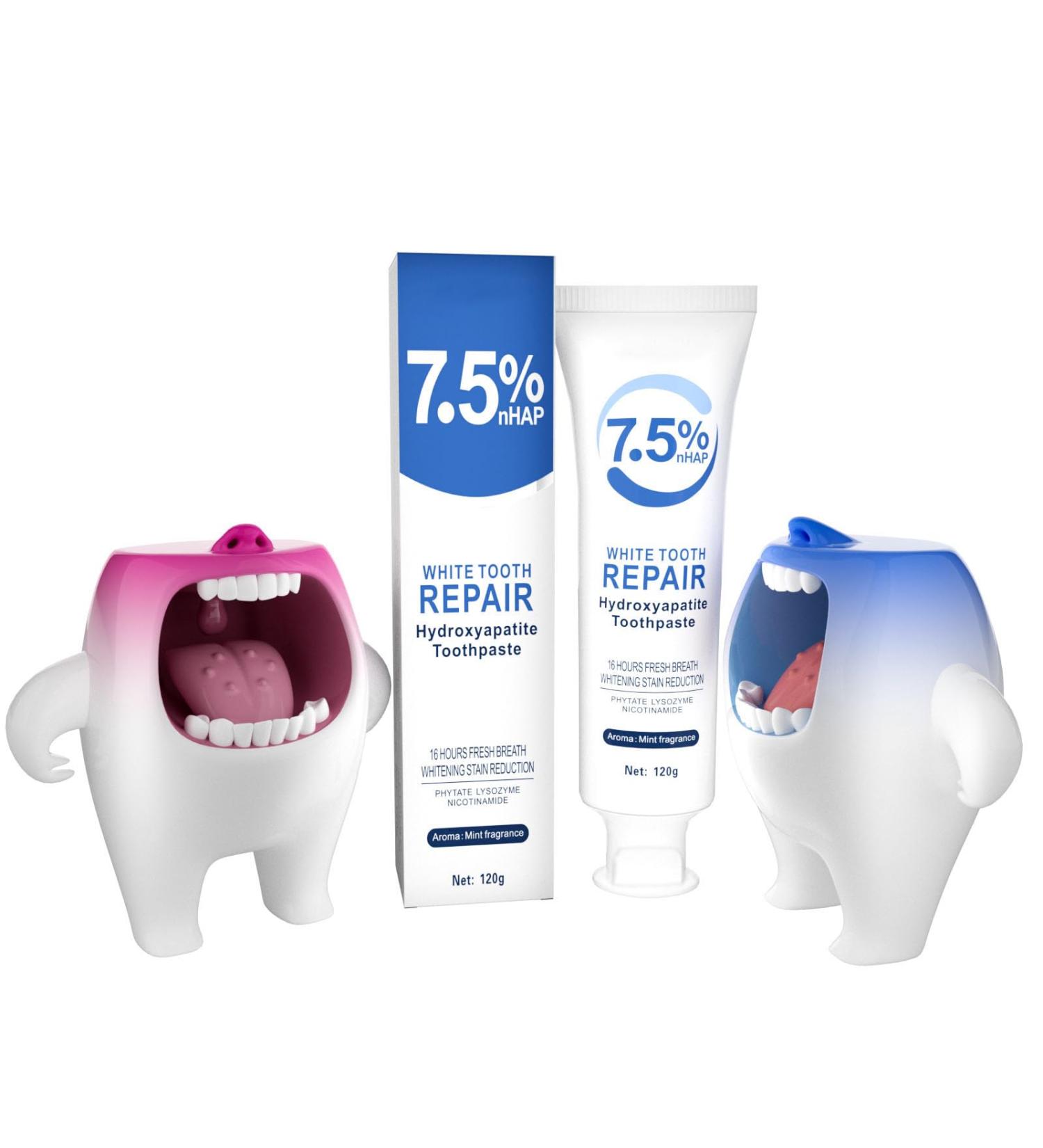 Hydroxyapatite Toothpaste for Sensitive Teeth - Enamel Repair & Whitening Fluoride-Free with Natural Mint Fresh Breath Cavity Protection (120g) - Buy Online on GoSupps.com