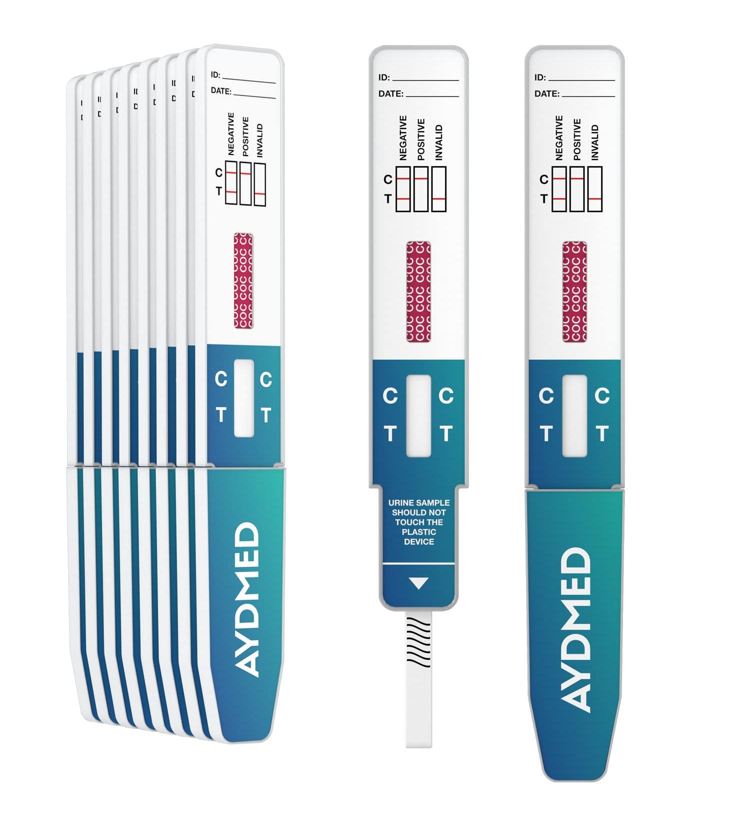 Aydmed 10-Pack Cocaine Rapid Drug Test Dip Cards | 150ng/mL Cut-Off Level | Urine Test for Coke, Crack | Professional Drug Tests - Buy Online on GoSupps.com