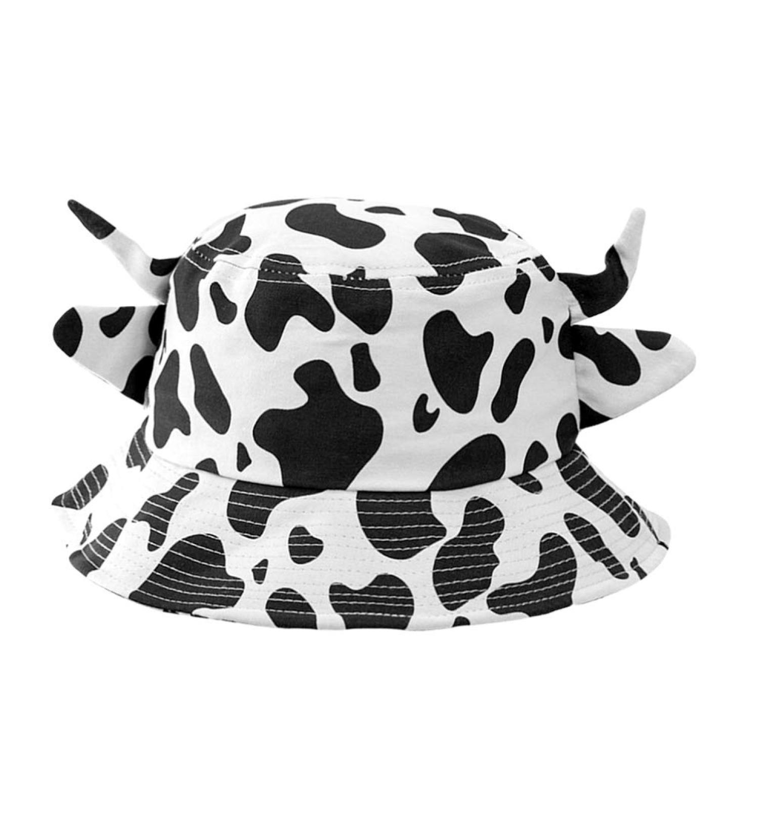 SOIMISS Cow Bucket Hat Reversible Fisherman-Cap with Cute Horn Ears Cotton Summer Sun Cap Hat for Women Teen Girl - Buy Online on GoSupps.com