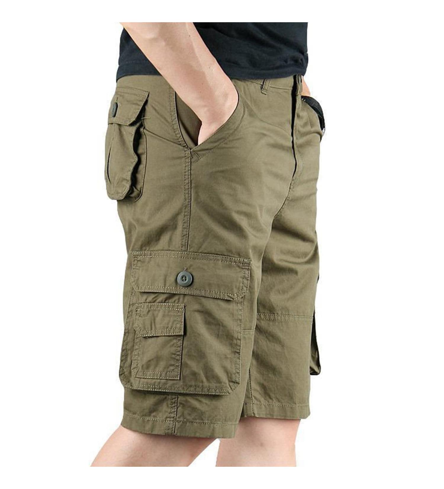 Men's Cargo Hiking Shorts - 7 Stretch Water Resistant Quick Dry Tactical Shorts | Green, Size 33 - Buy Online on GoSupps.com