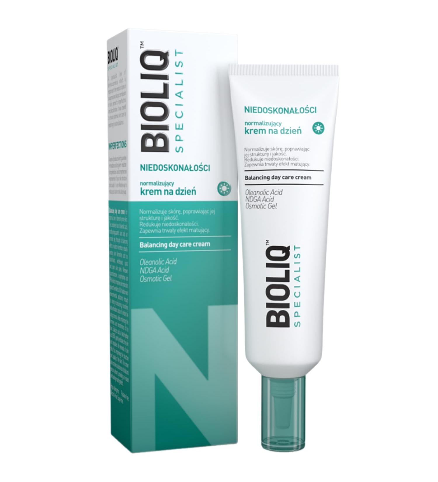 Bioliq - Specialist Balancing Day Care Cream - with Oleanolic Acid, Gluconolactone, Salicylic Acid, and UV Protection - Mattifying Effect - 30ml - Buy Online on GoSupps.com
