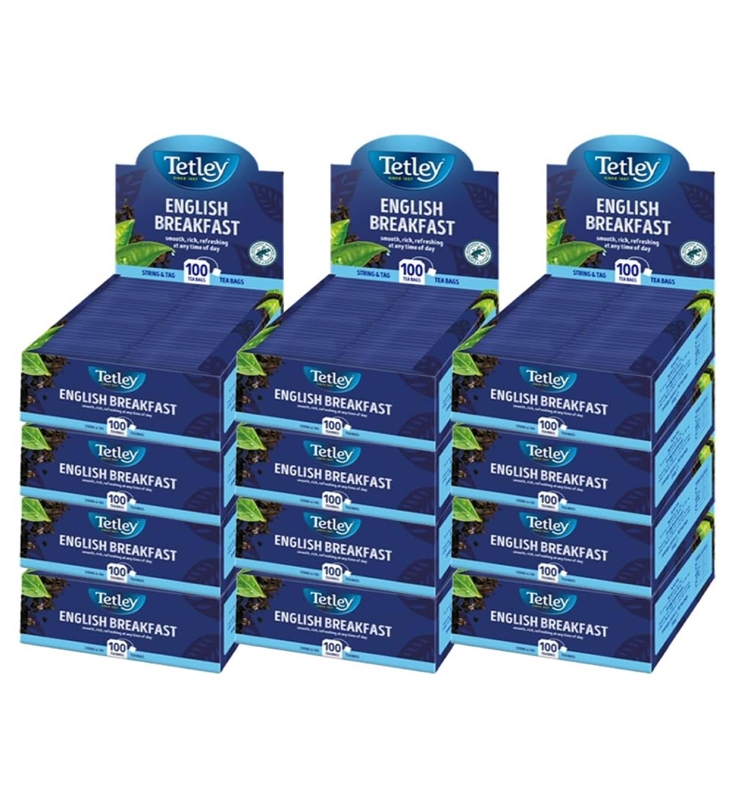 Tetley English Breakfast String & Tag Tea Bags 12 x 100s