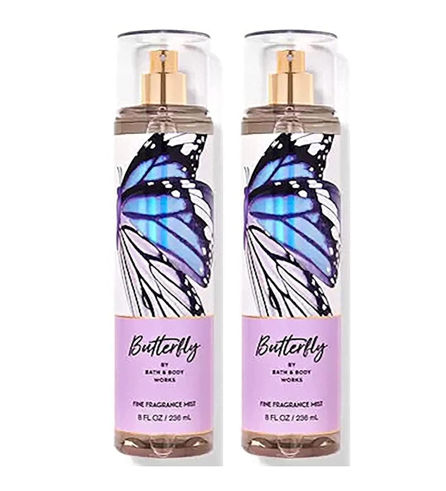 Bath and Body Works Butterfly Fine Fragrance Body Spray Mist Perfume Gift Set - Value Pack Lot of 2 (Butterfly)