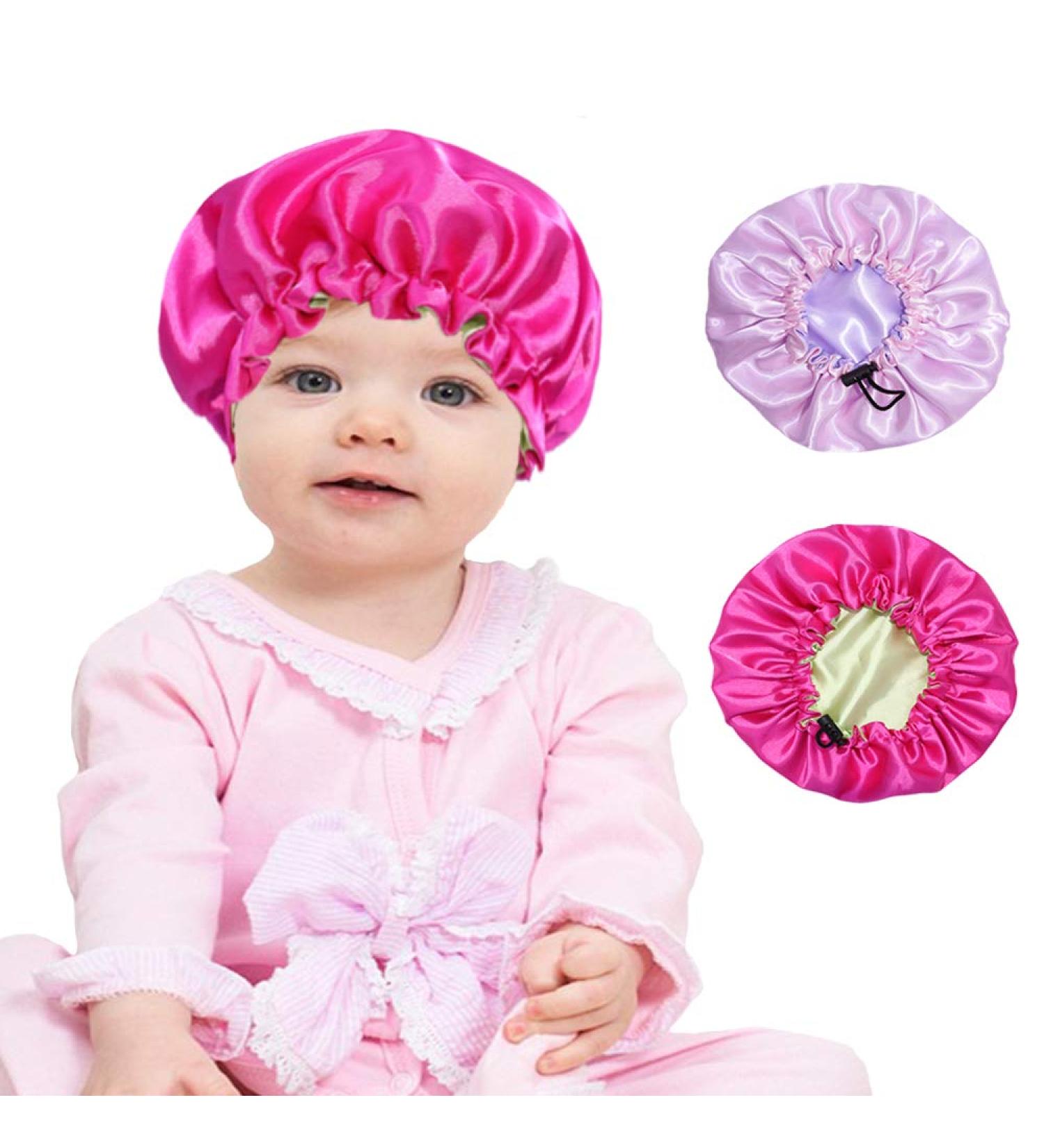 Adjustable Kids Satin Bonnet | Reversible & Breathable | Red Pink | 0-36 Months - Buy Online on GoSupps.com