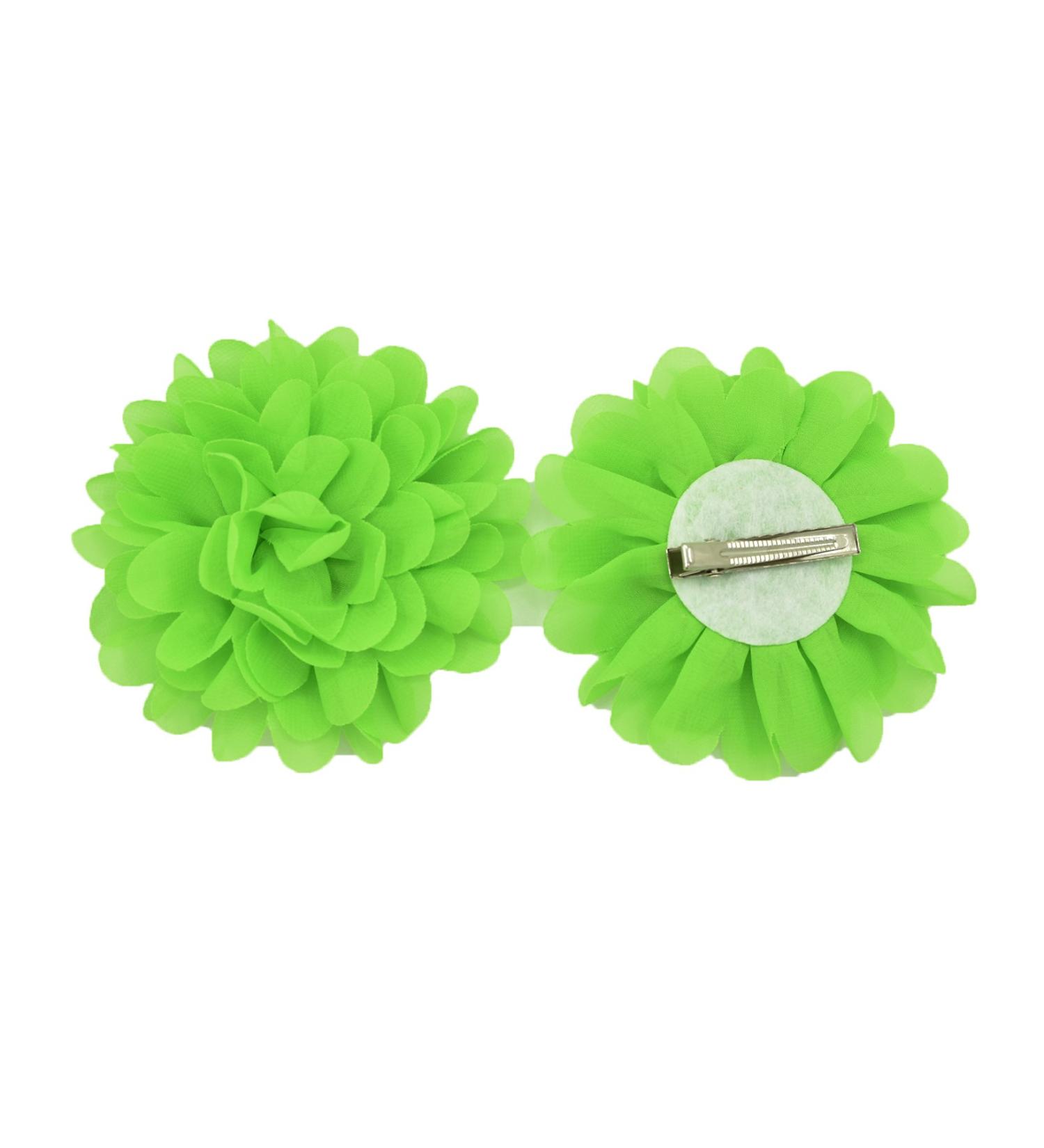PrettyBoutique Girls Kids Women Chiffon Flower Hair Clip Alligator Clip Party Wedding (10cm Bright Green) - Buy Online on GoSupps.com