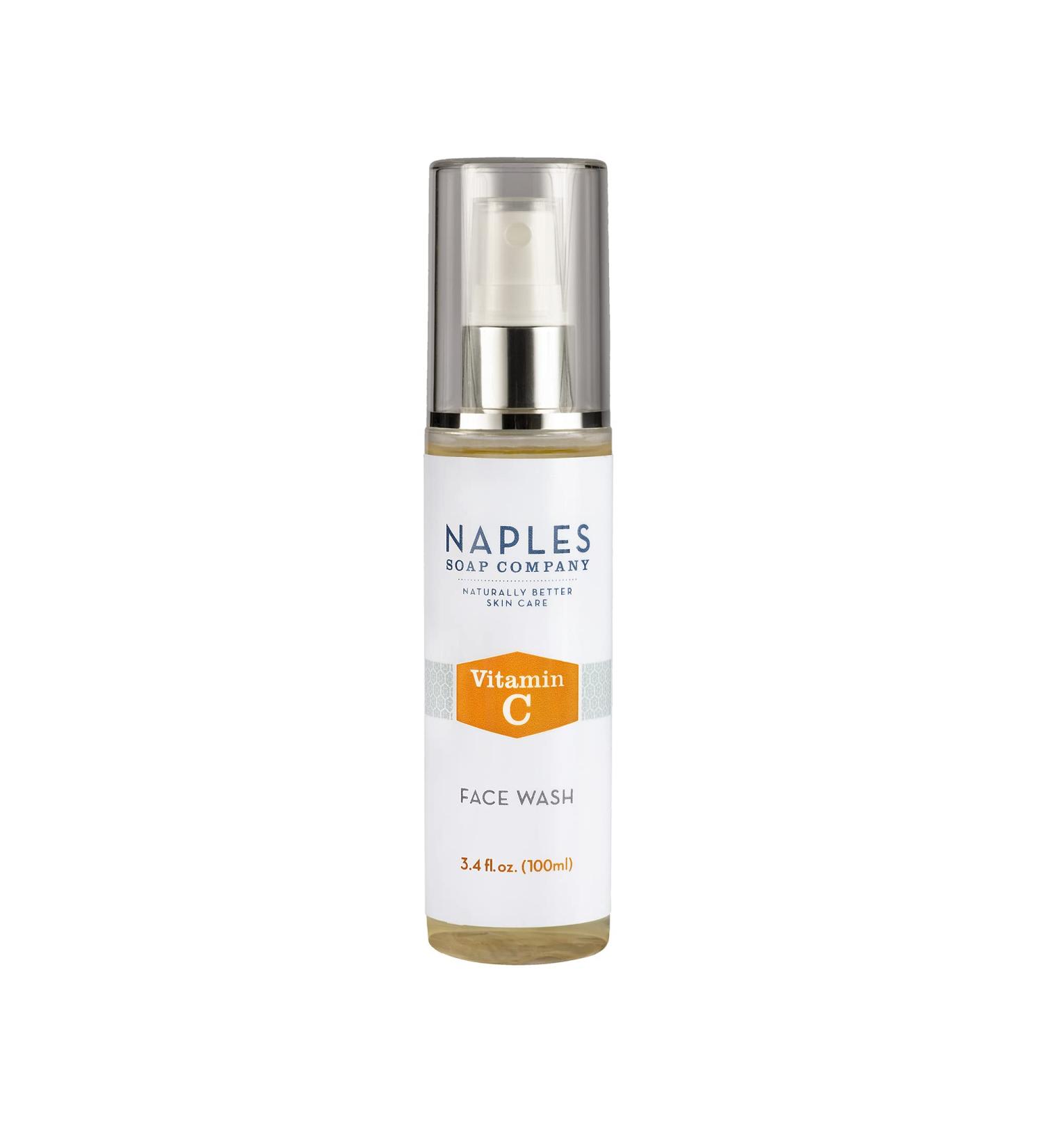 Naples Soap Company Brightening Vitamin C Face Wash - 15% Ascorbic Acid Natural Foaming Cleanser Gluten/Sulfate/Paraben Free Safe for All Skin Types - 3.4 oz - Buy Online on GoSupps.com